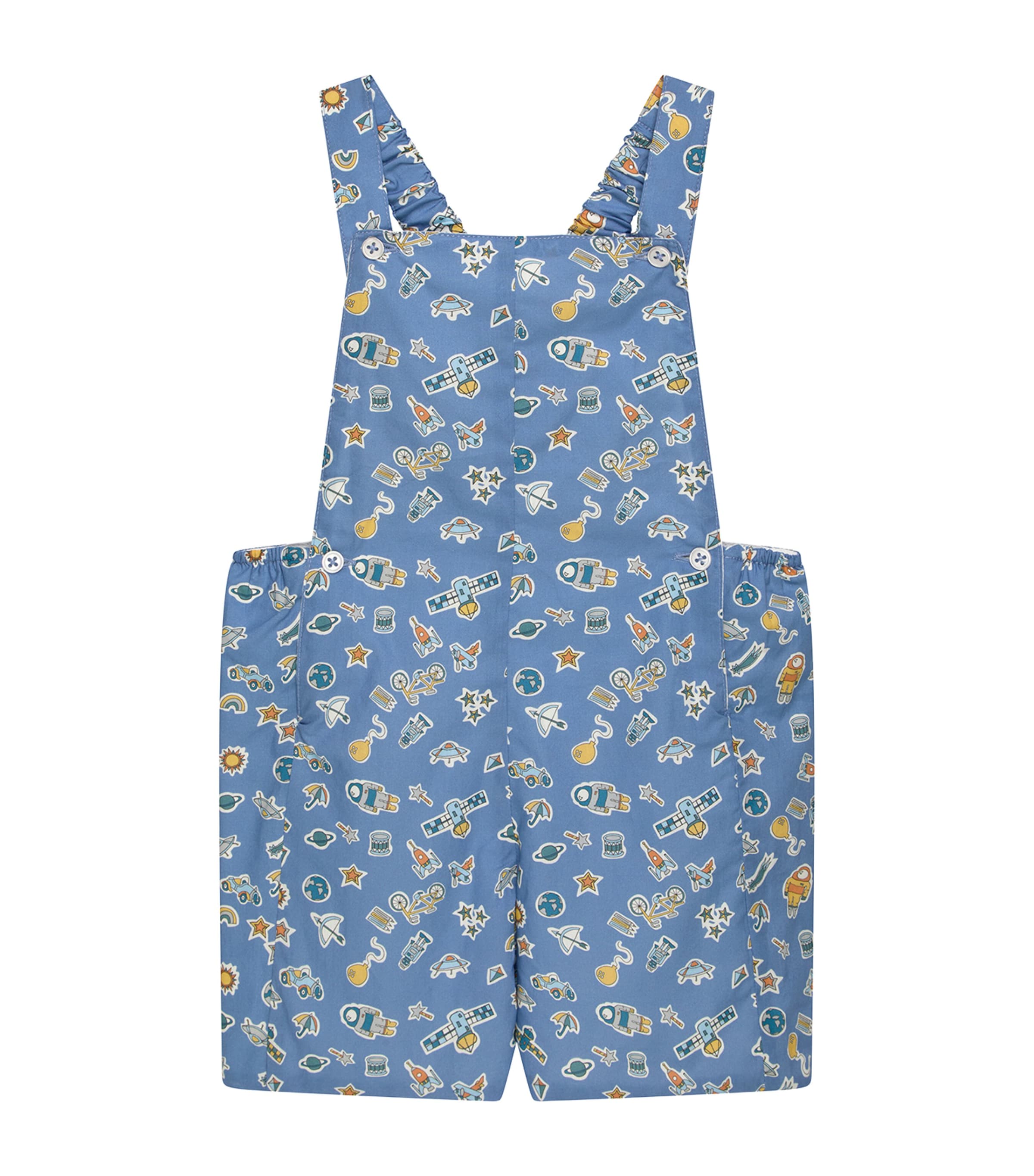 Trotters Cotton Treasures in the Sky Dungarees (3-24 Months) Blue