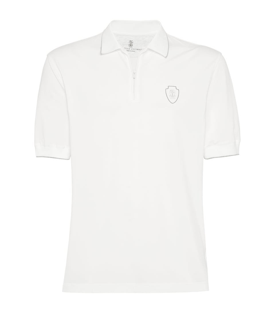 Zipped Logo Polo Shirt