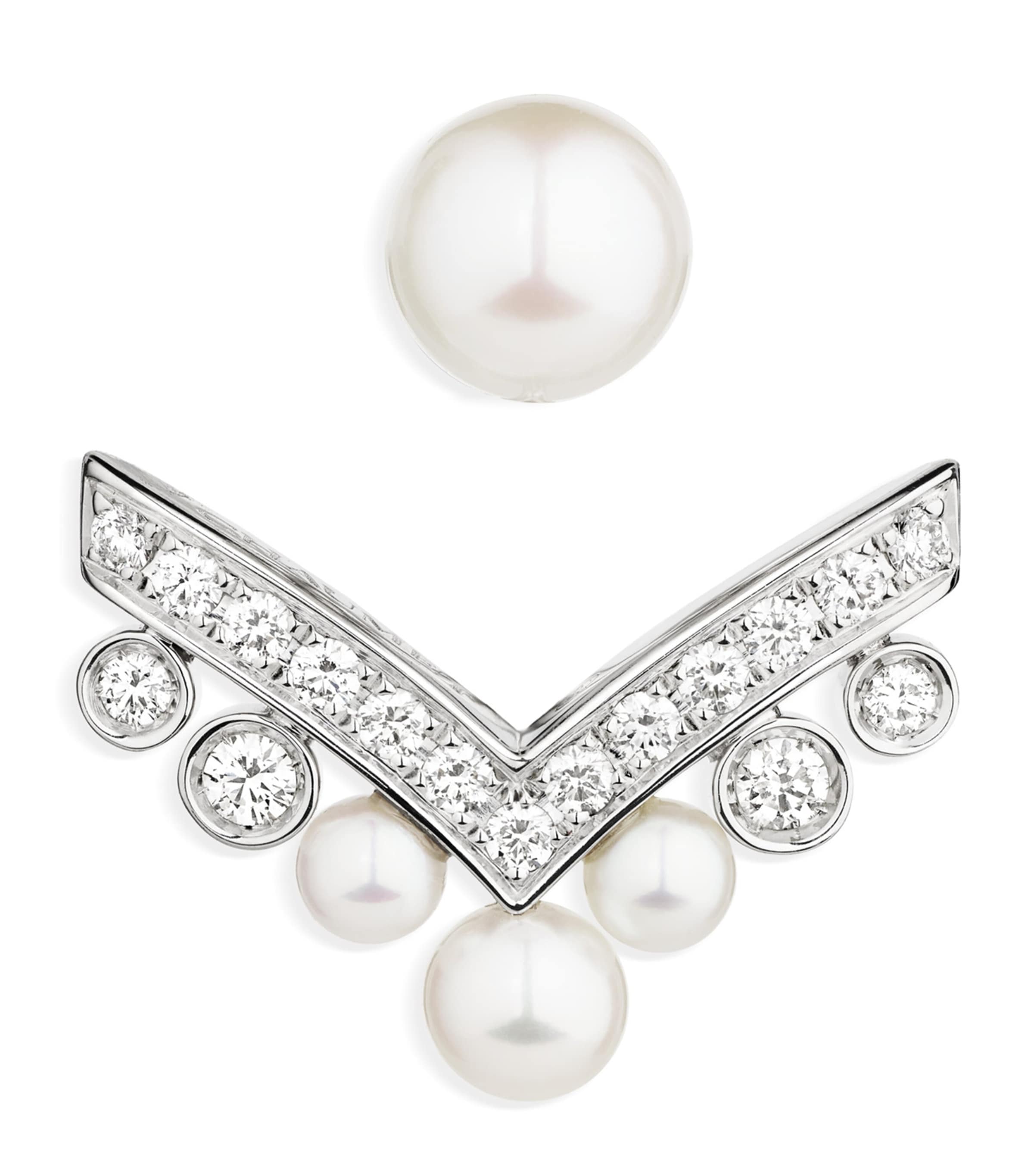 White Gold, Diamond and Pearl Joséphine Aigrette Single Earring