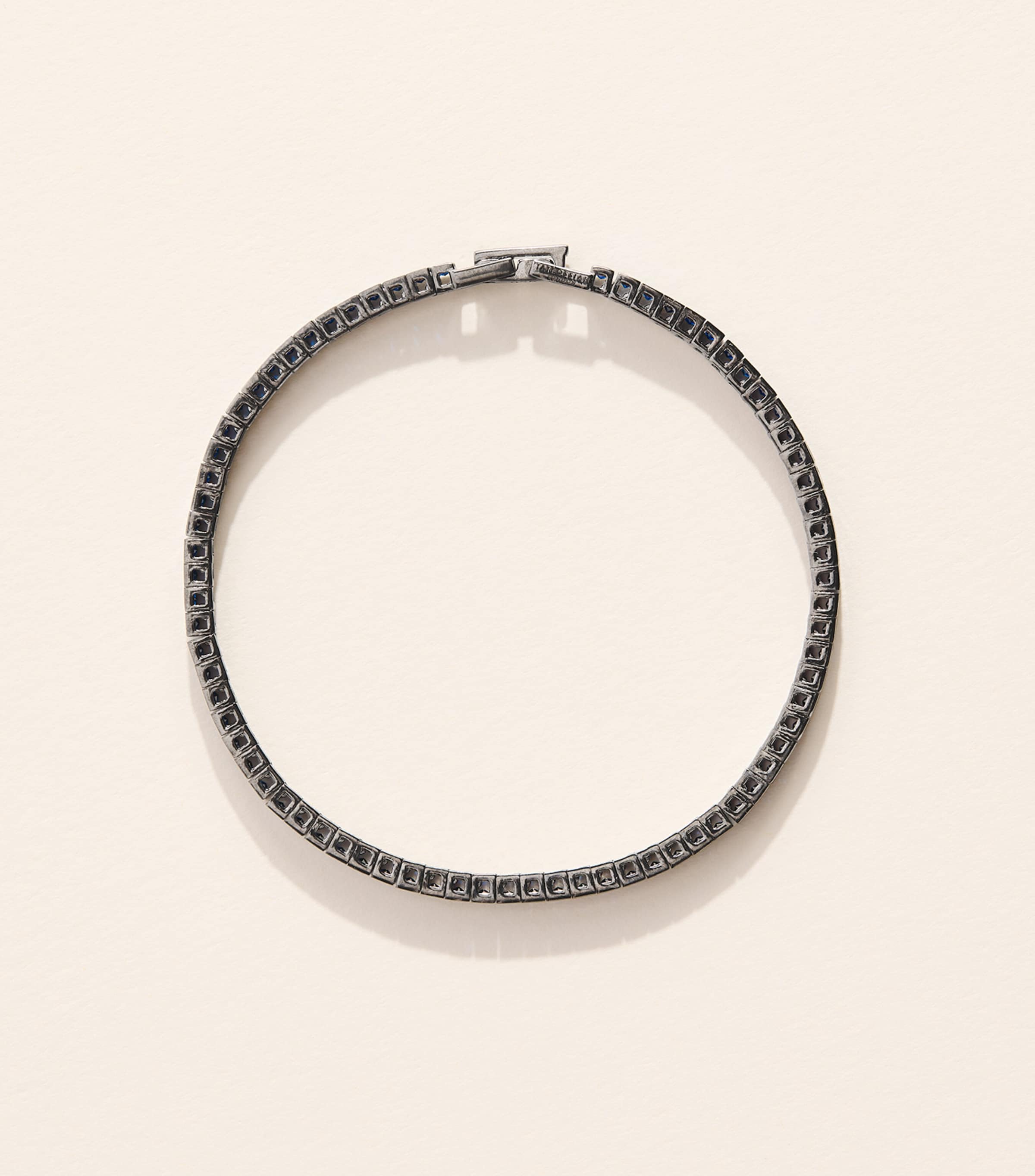 Tateossian Rhodium-Plated Sterling Silver Quadro Tennis Bracelet Blue