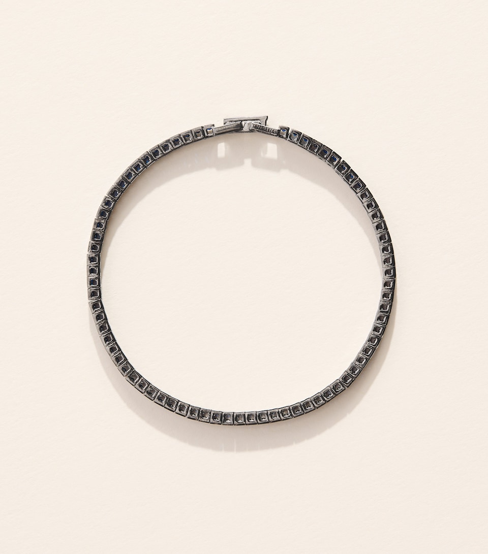 Tateossian Rhodium-Plated Sterling Silver Quadro Tennis Bracelet Blue