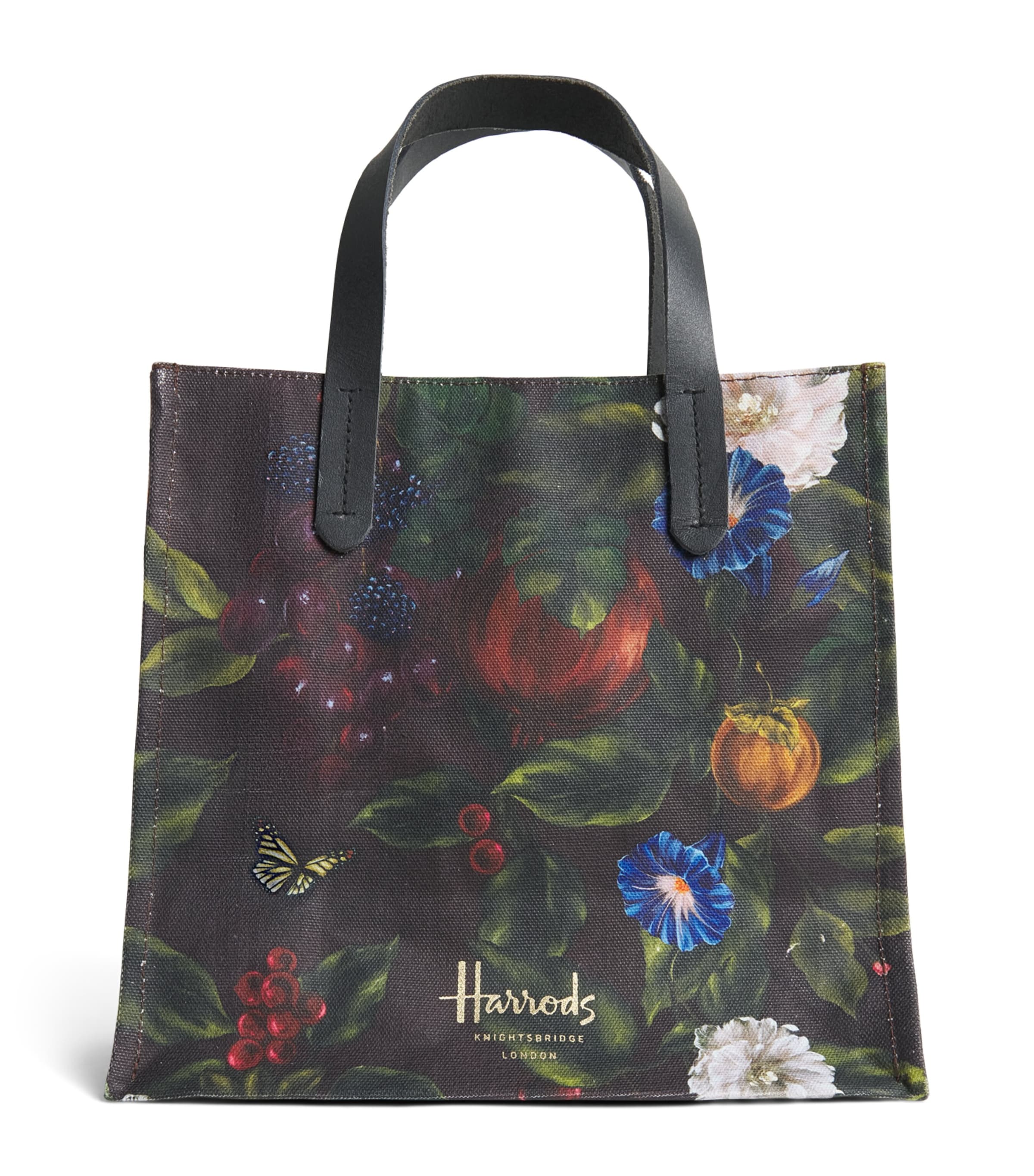 Harrods Small Festive Banquet Shopper Bag Brown