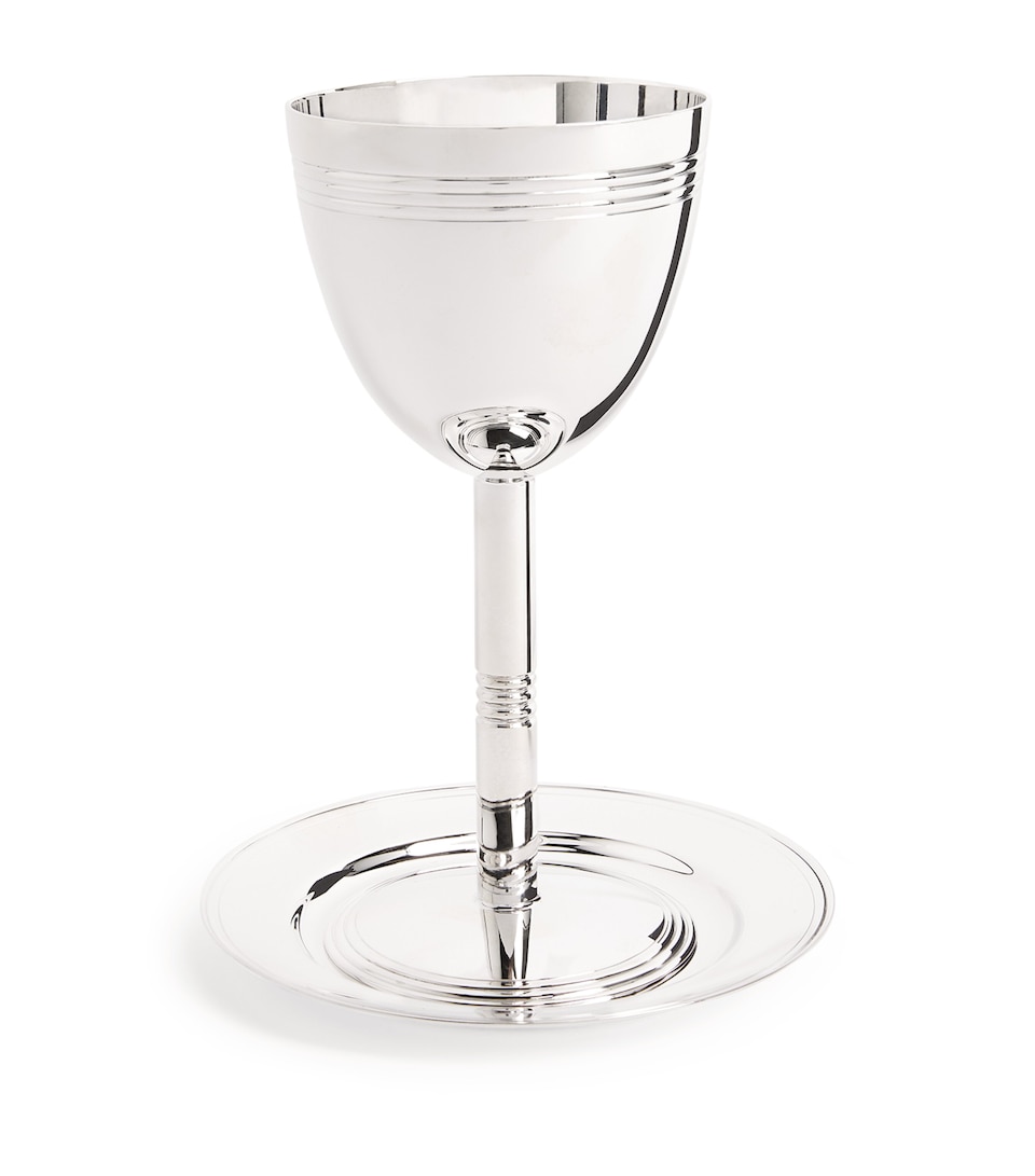 Silver-Plated Judaique Kiddush Cup and Saucer