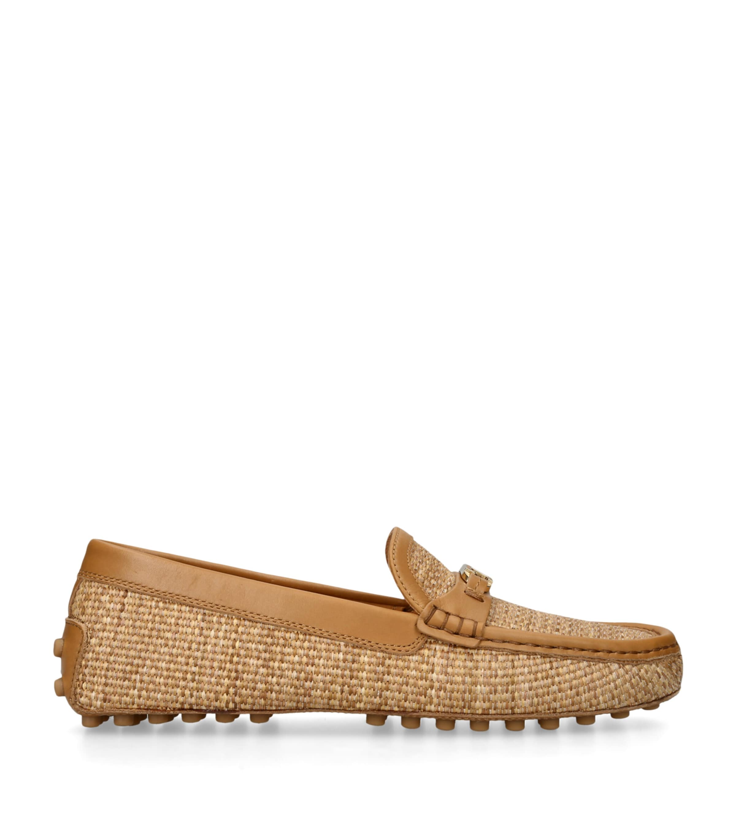 Tod's Raffia Gommino Loafers Camel