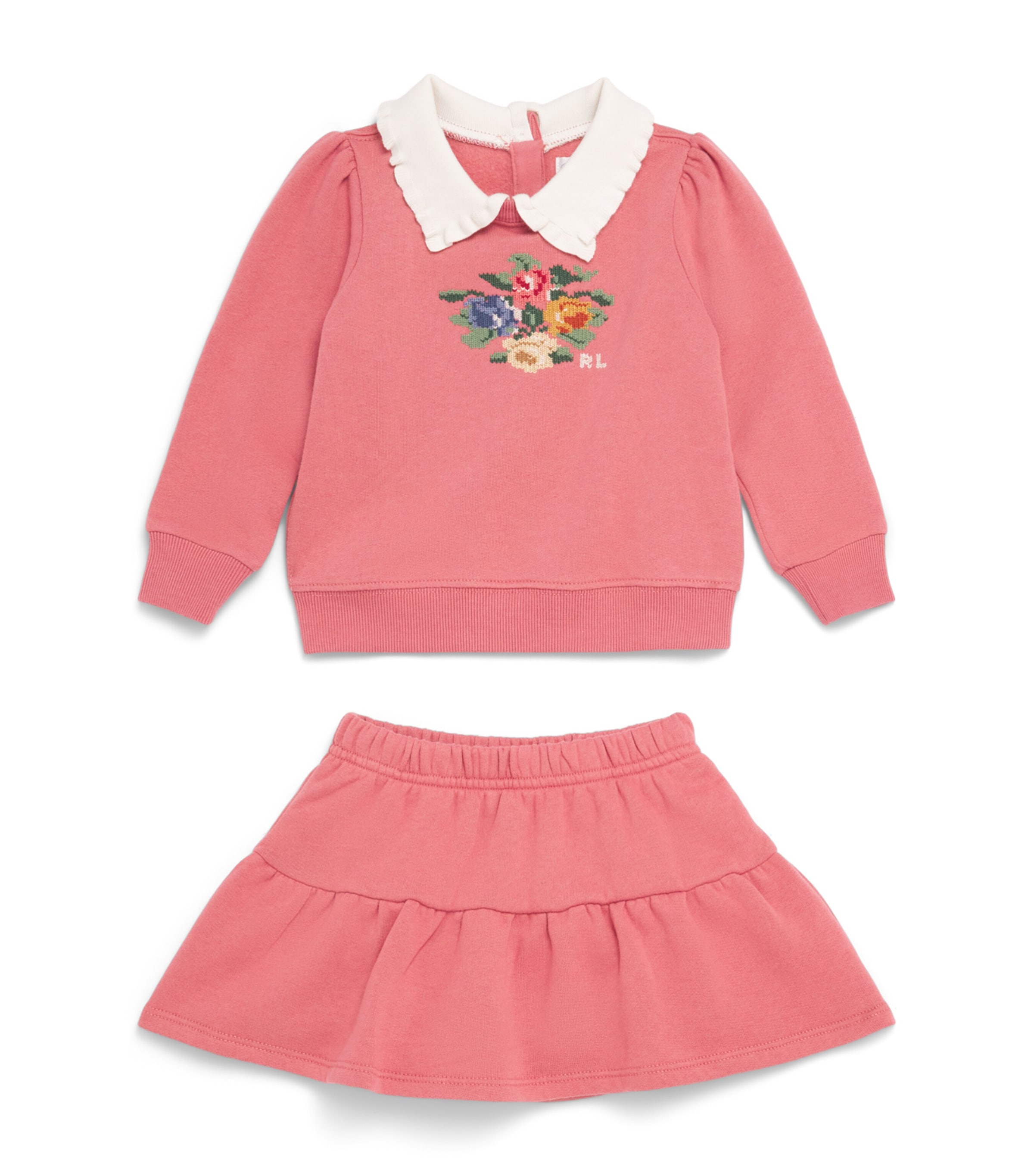Ralph Lauren Kids Floral Sweatshirt and Skirt Set (3-24 Months) Canvas Pink