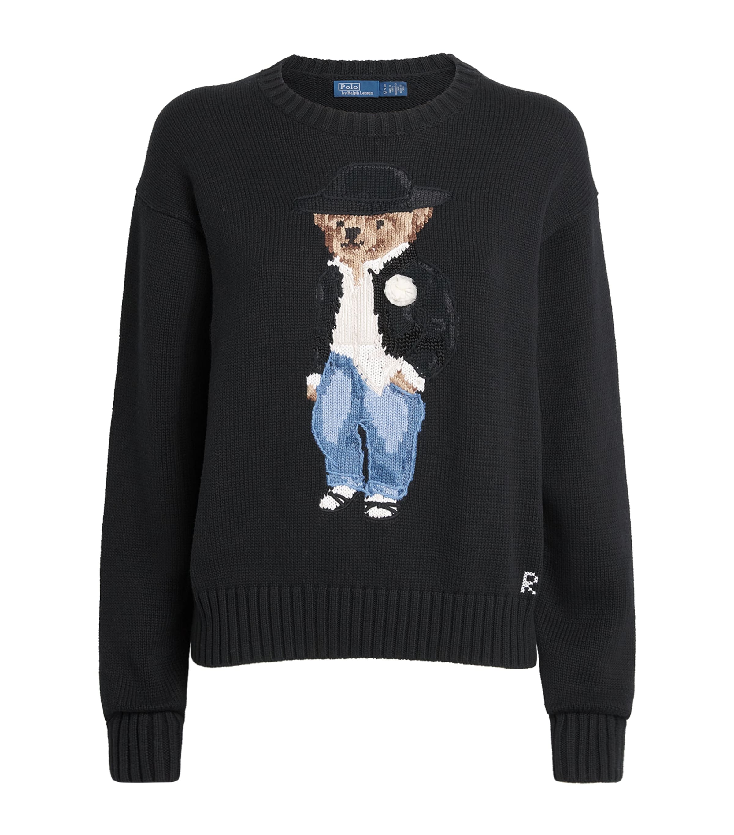 Polo Ralph Lauren Womens Cotton Polo Bear Sweater Polo Black
