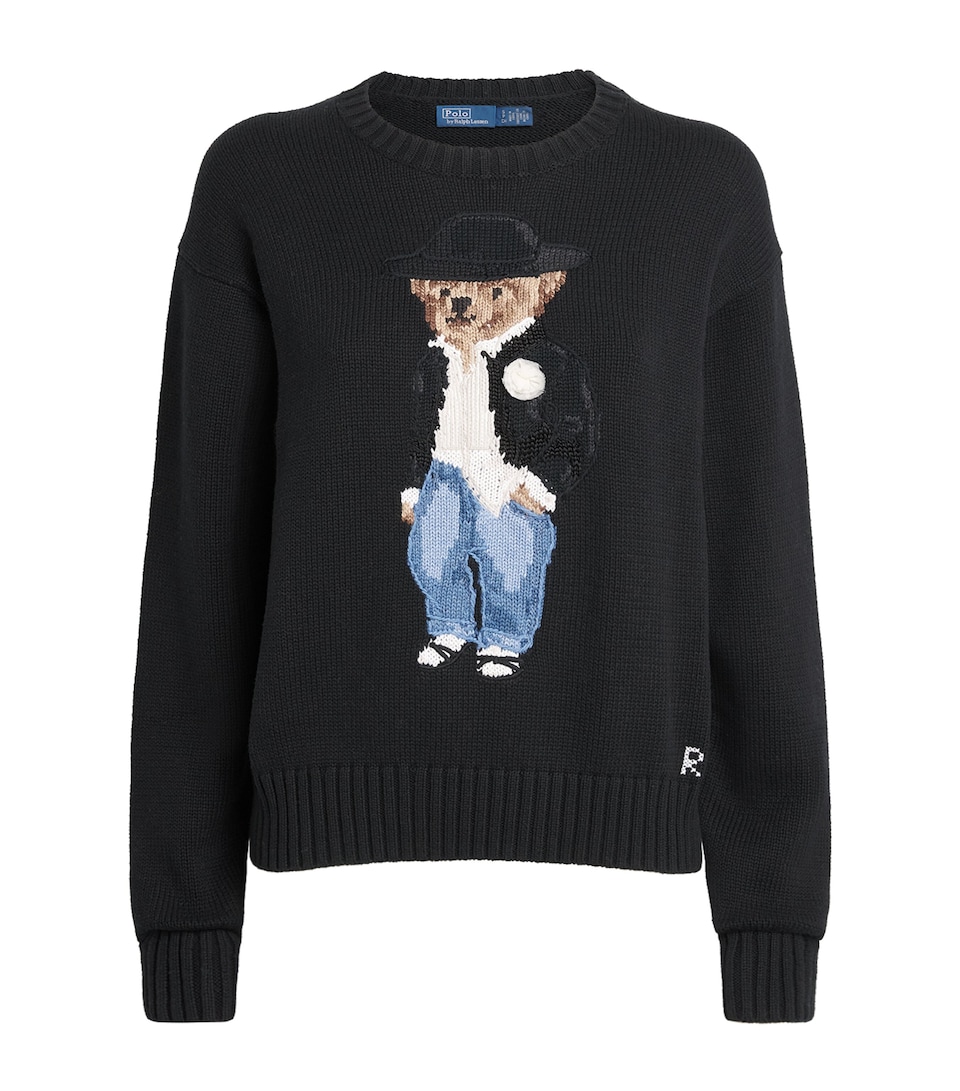 Polo Ralph Lauren Womens Cotton Polo Bear Sweater Polo Black