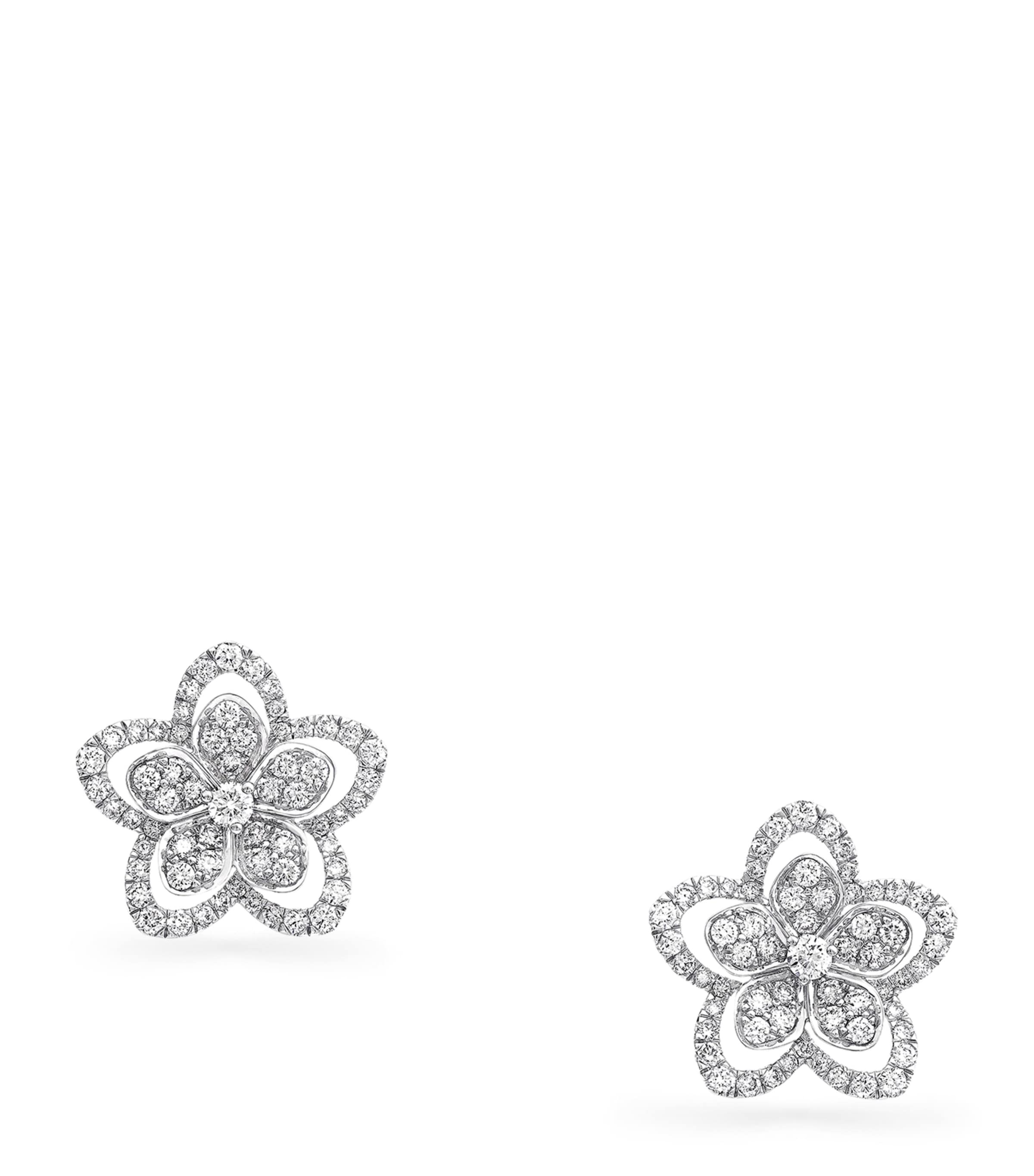 Graff White Gold and Diamond Wild Flower Stud Earrings White Gold