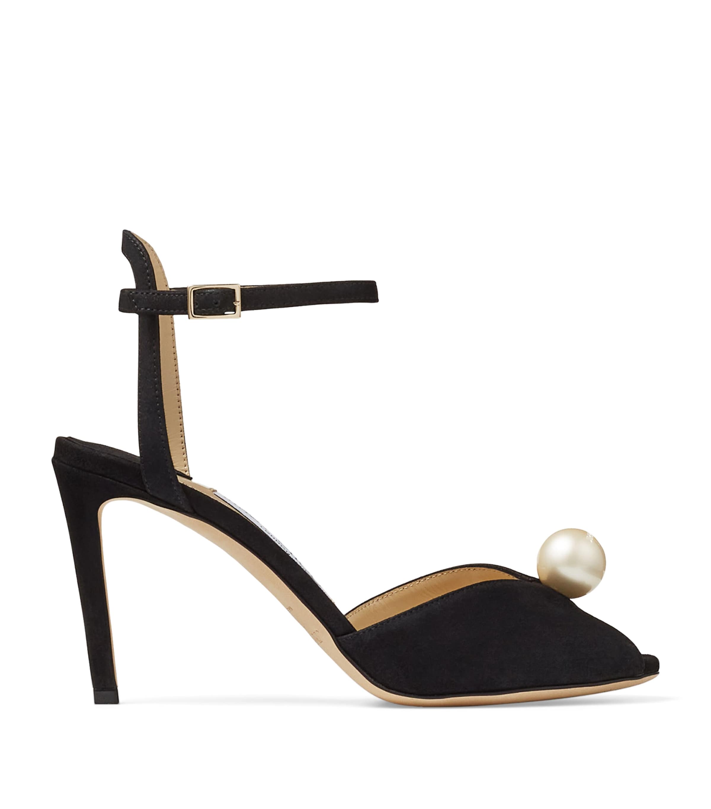Jimmy Choo Sacora 85 Suede Sandals Black/white