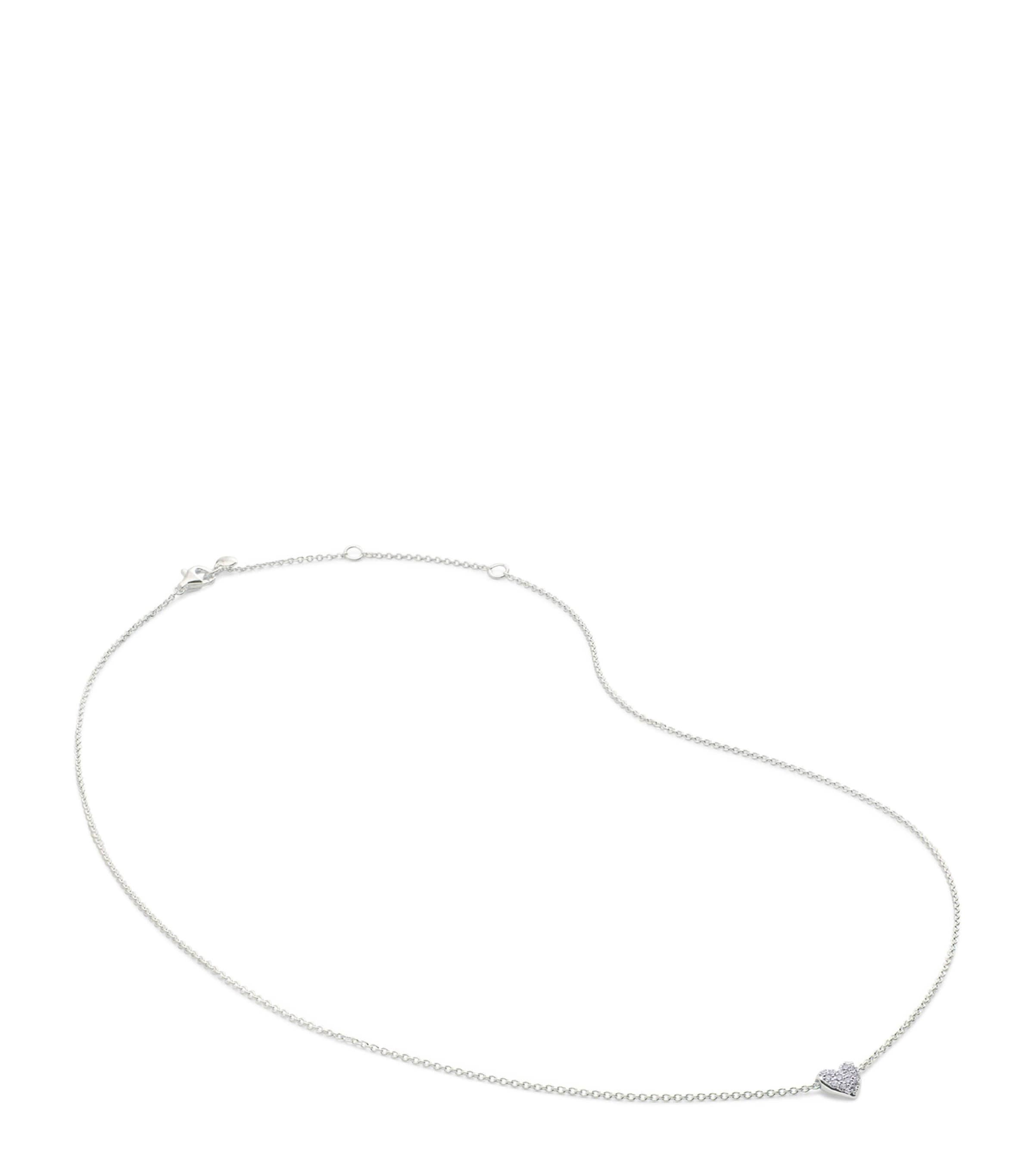 Monica Vinader Sterling Silver and Diamond Heart Necklace Sterling Silver