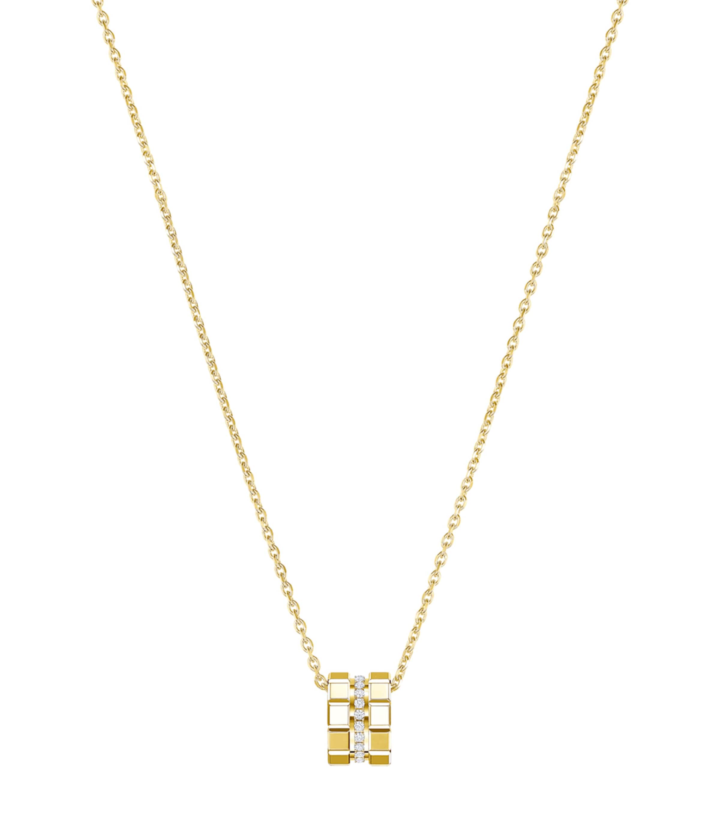 Yellow Gold and Diamond Ice Cube Necklace