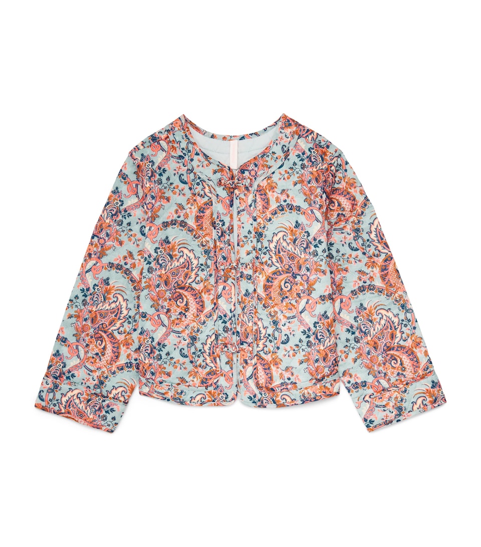 Zimmermann Kids Cotton Aster Quilted Jacket (2-12 Years) Blue Paisley Floral
