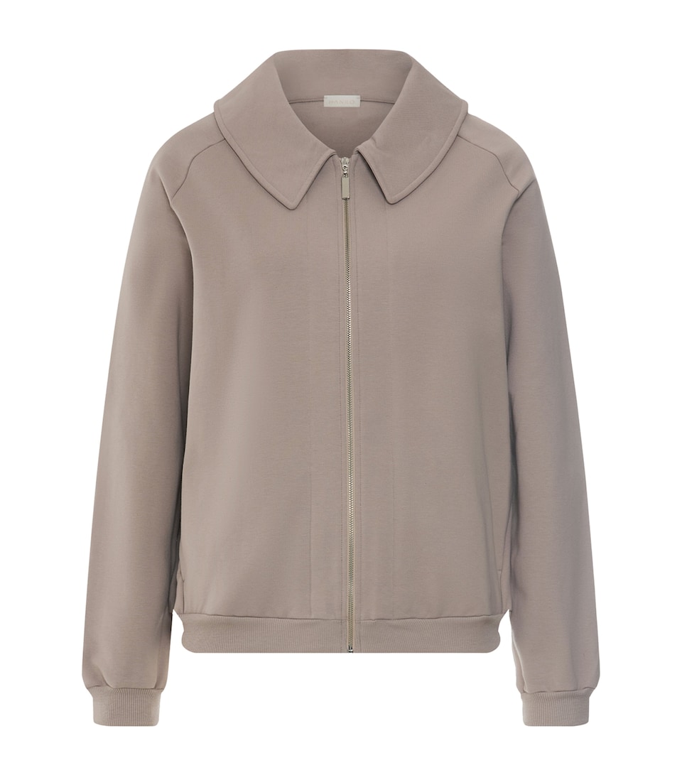 Hanro Womens Cotton Natural Living Cardigan Rose Grey
