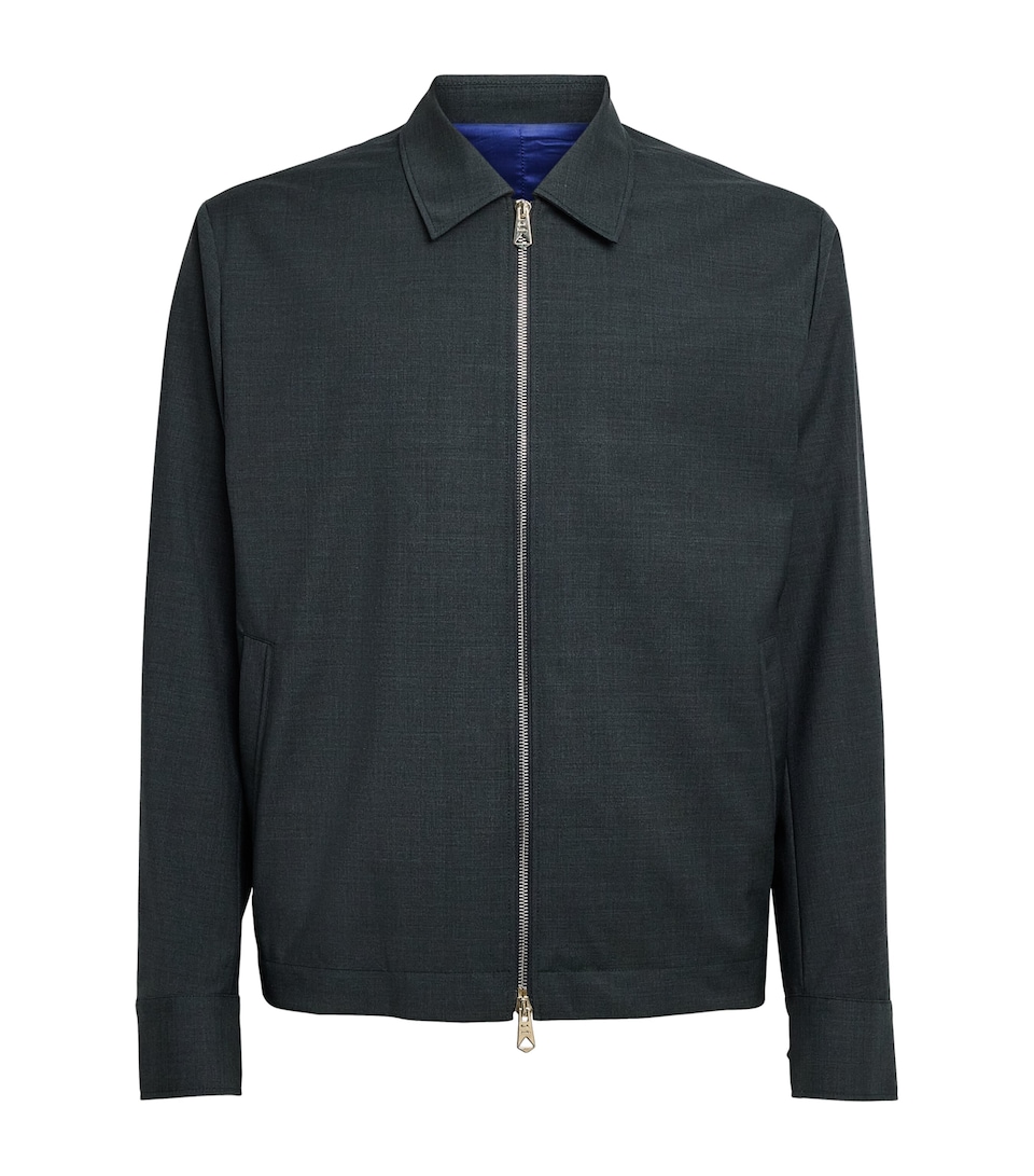 Paul Smith Mens Wool Harrington Jacket Dark Green