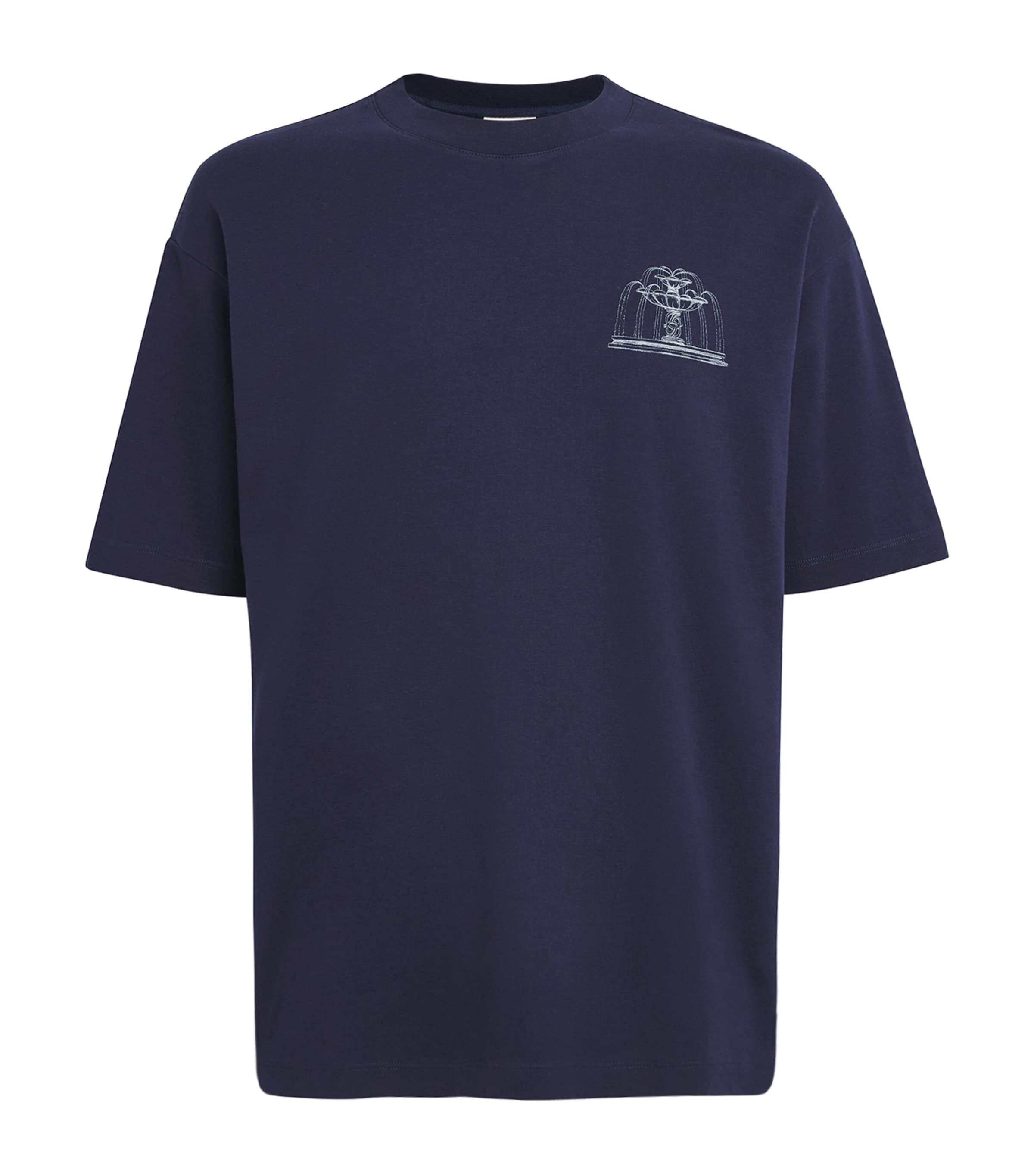 Drôle De Monsieur Mens Cotton Fountain T-Shirt Navy