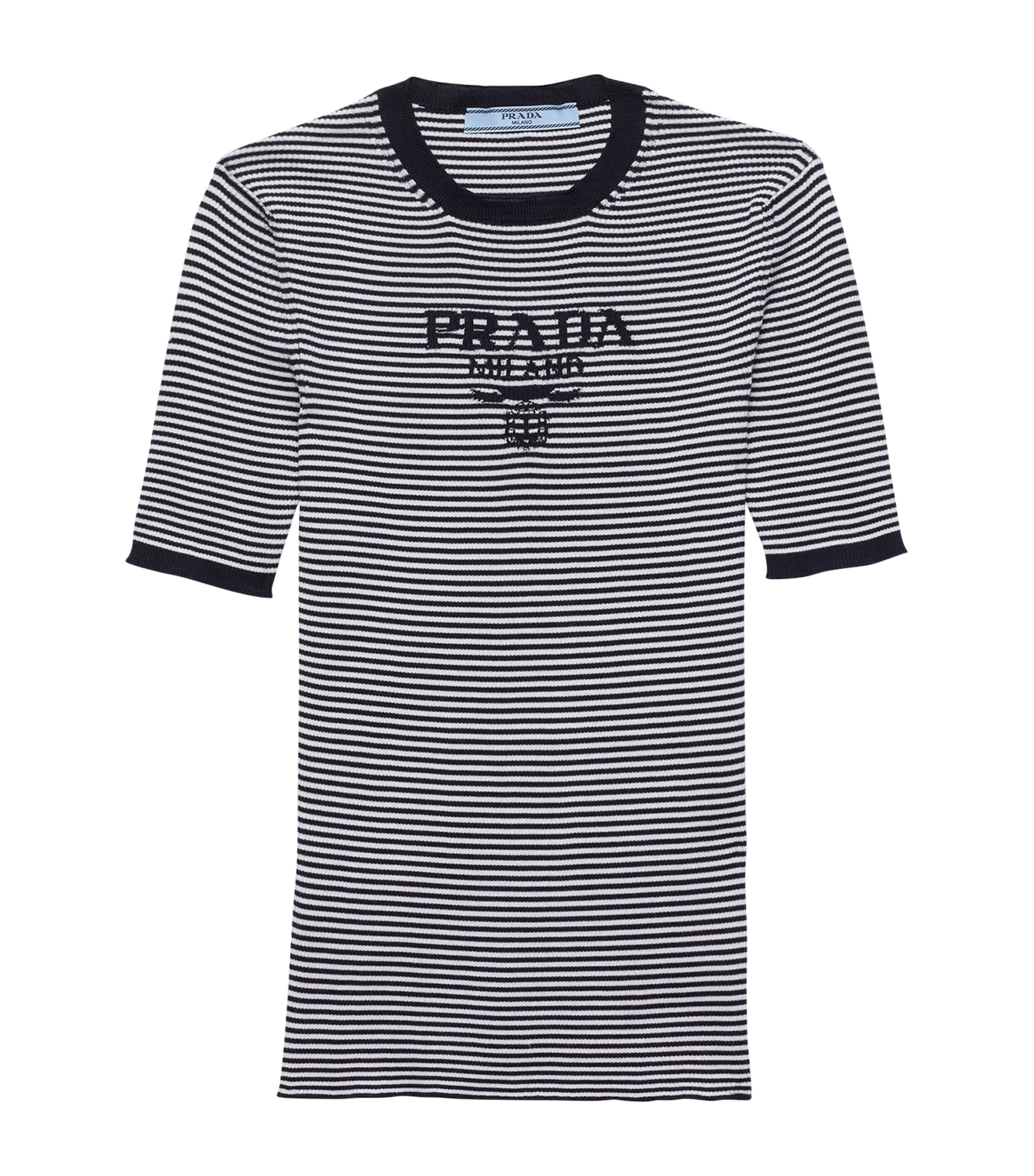 Prada Womens Silk Cropped Logo Sweater