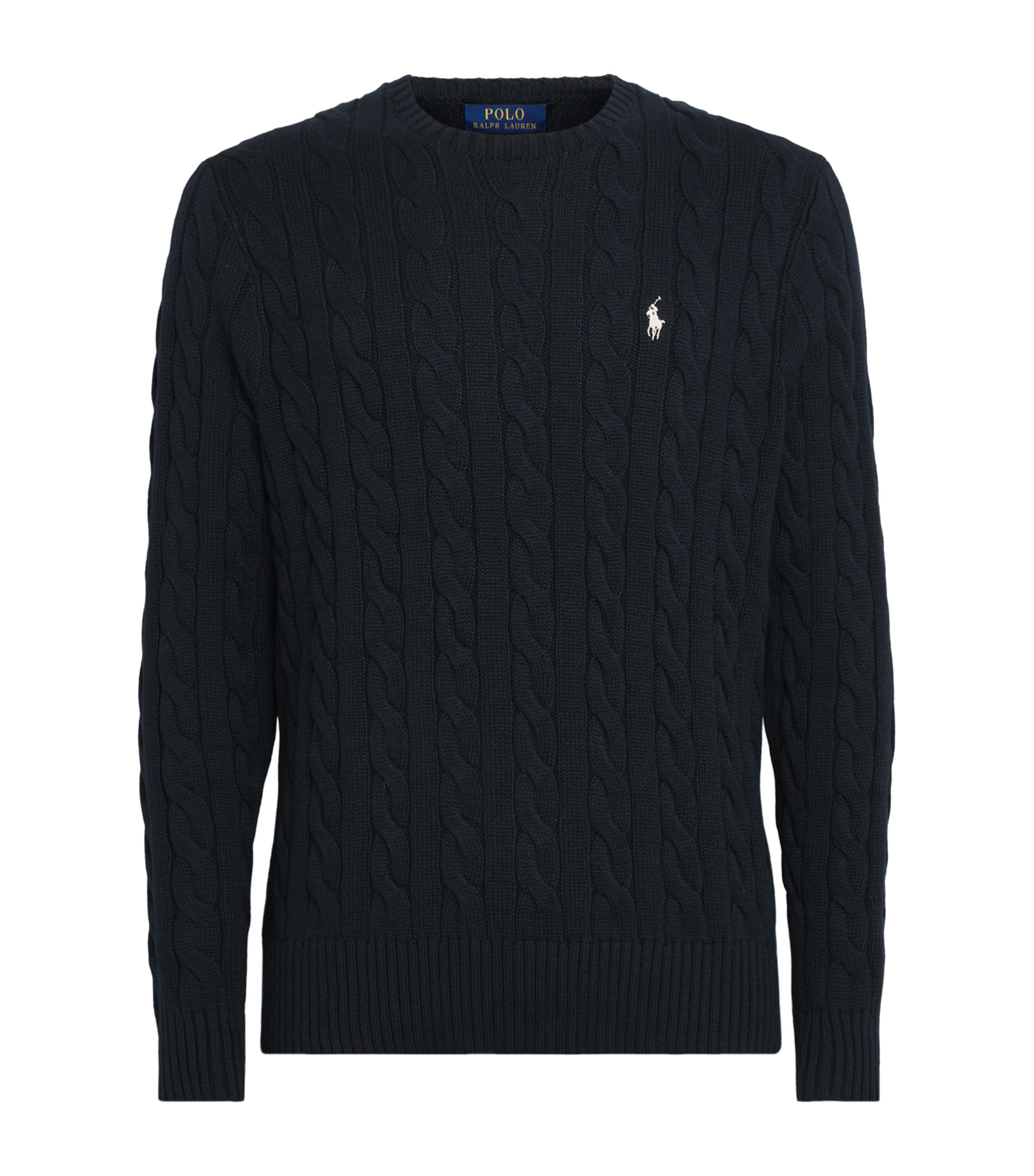 Polo Ralph Lauren Mens Cotton Cable-Knit Polo Pony Sweater Hnter Nvy Pp
