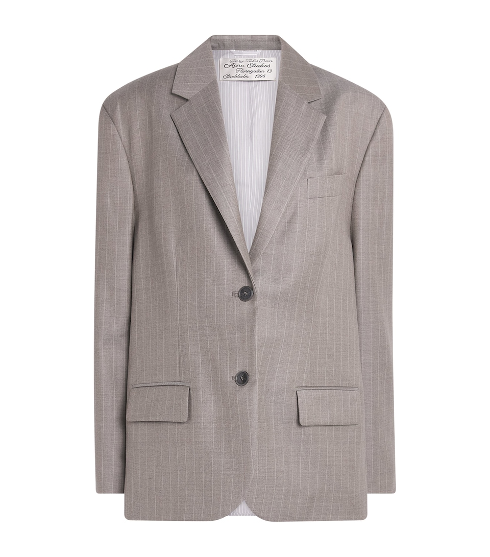 Acne Studios Womens Wool Layered Pinstripe Blazer Warm Grey