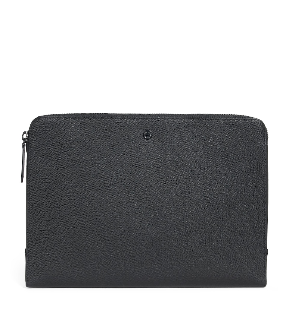 Harrods Saffano Leather Laptop Pouch Black