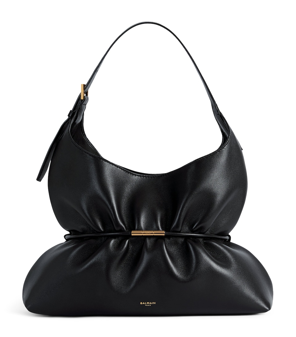Balmain Medium Lambskin Sphynx Top-Handle Bag Noir