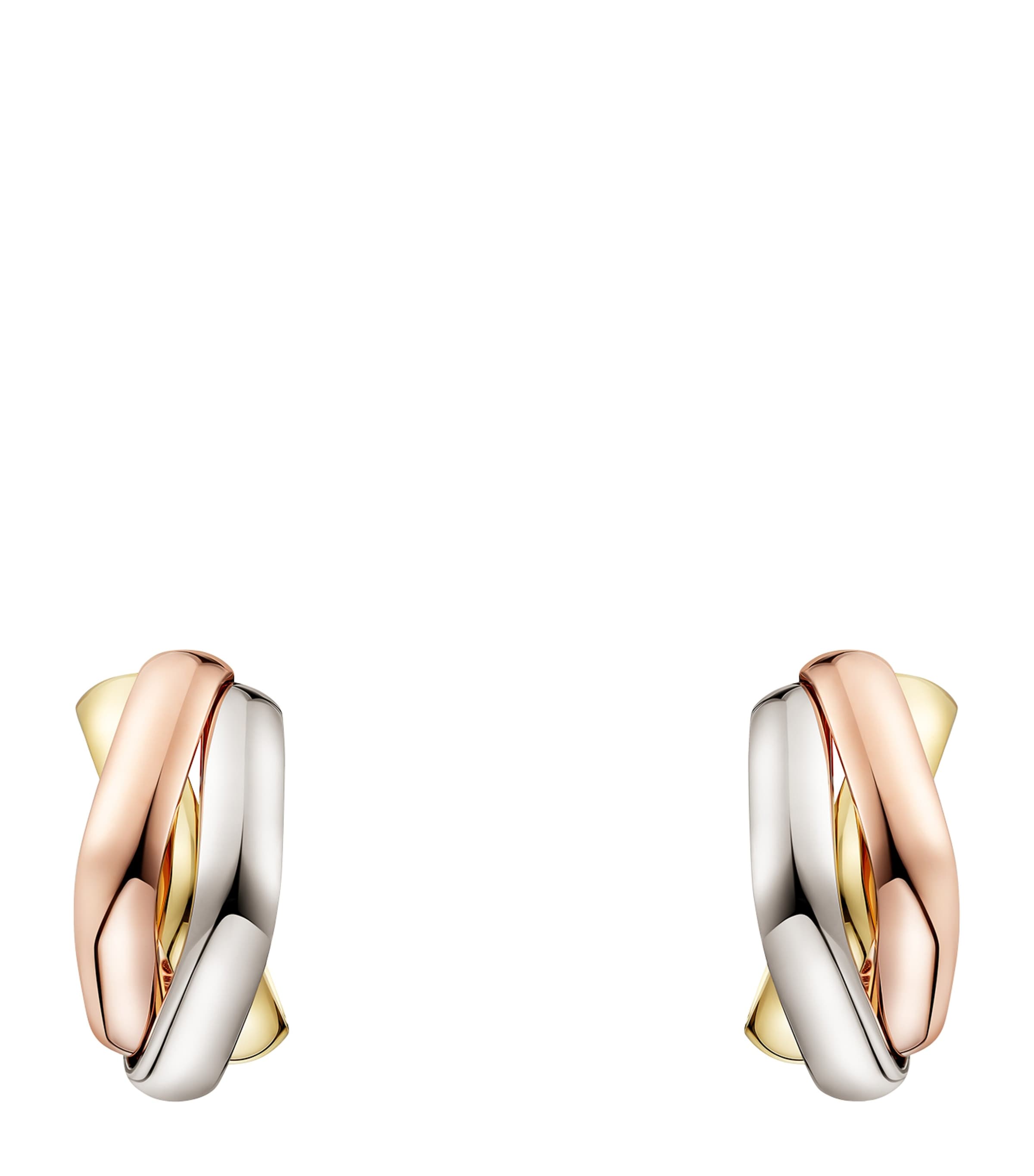 Cartier White, Rose and Yellow Gold Trinity Box Earrings White Gold