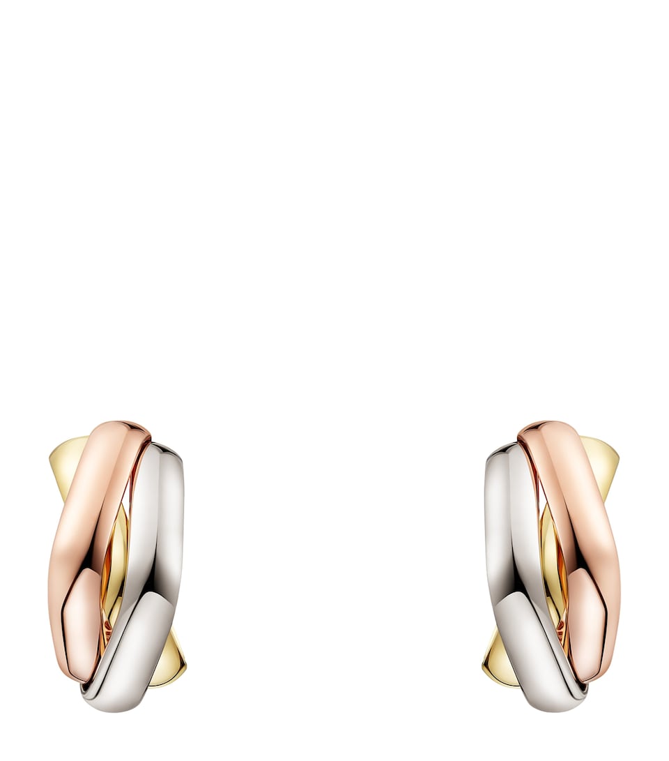Cartier White, Rose and Yellow Gold Trinity Box Earrings White Gold