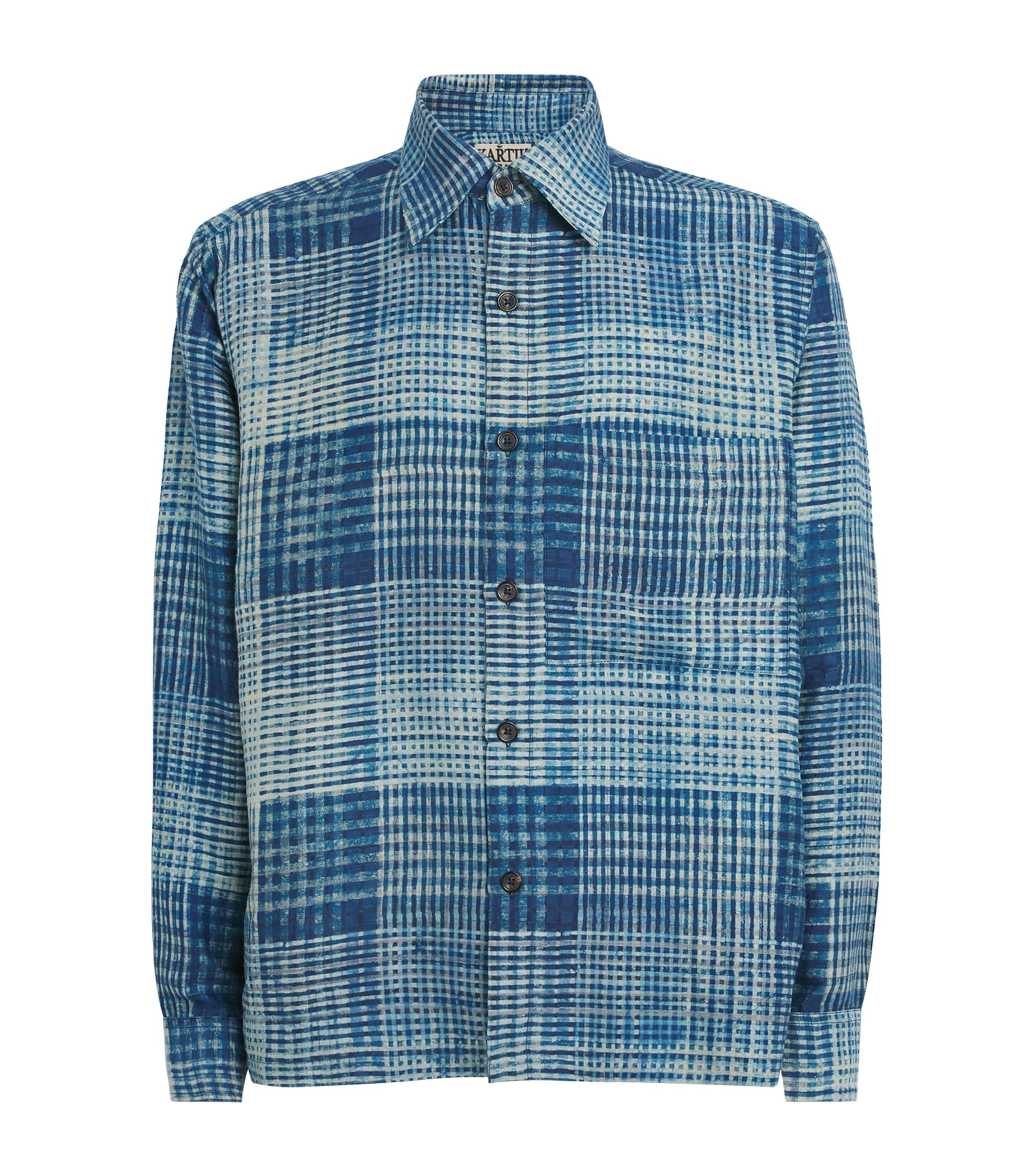 Kartik Research Mens Silk Check Shirt Green/ Black/ Moss