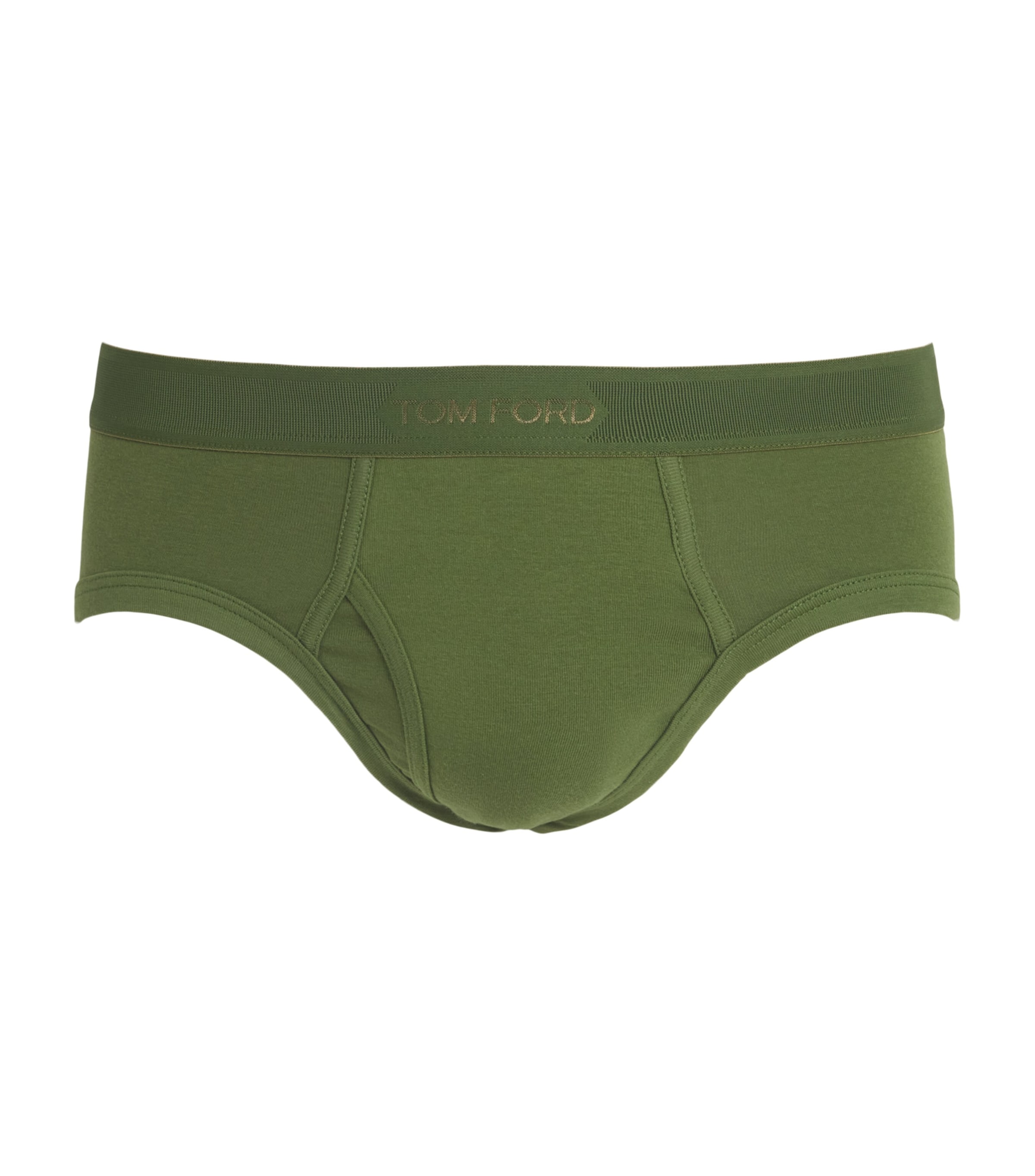TOM FORD Mens Stretch-Cotton Logo Briefs Khaki