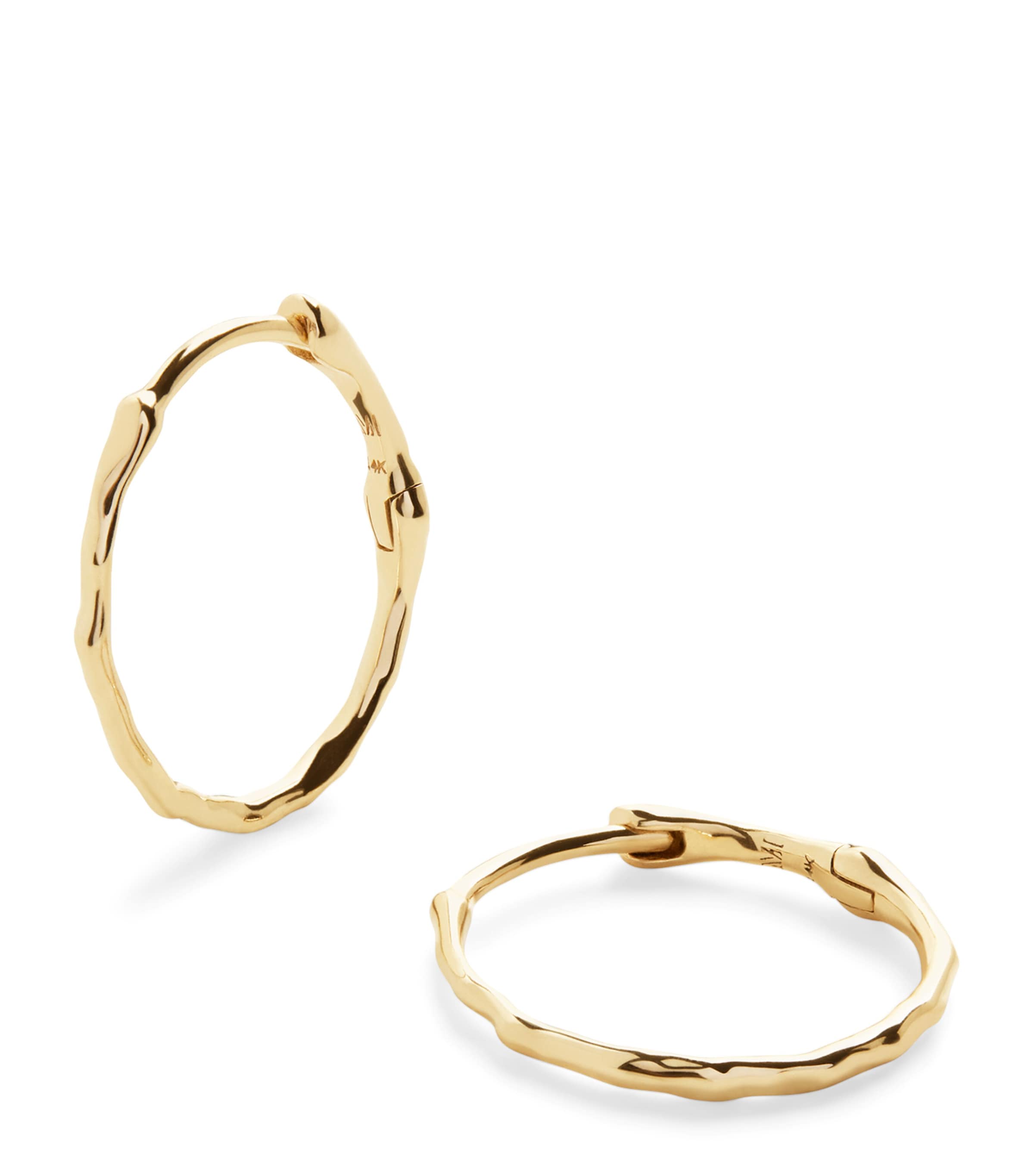 Small Yellow Gold Siren Hoop Earrings