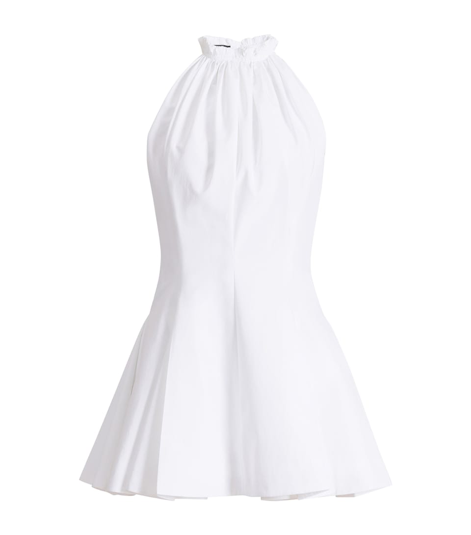 Balmain Womens Cotton Poplin Flared Mini Dress Blanc Optique