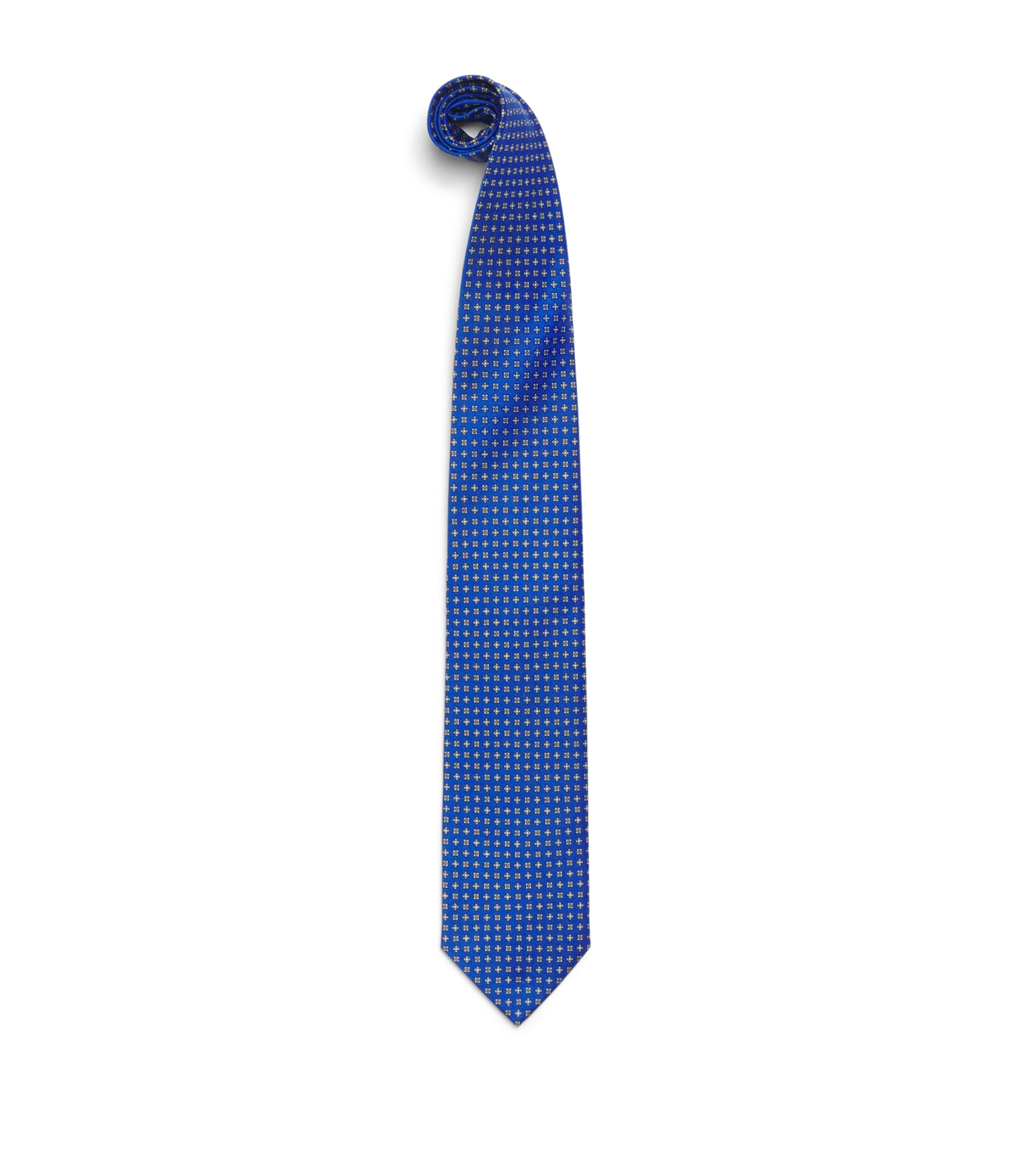 E. Marinella Silk Geometric Tie Blue