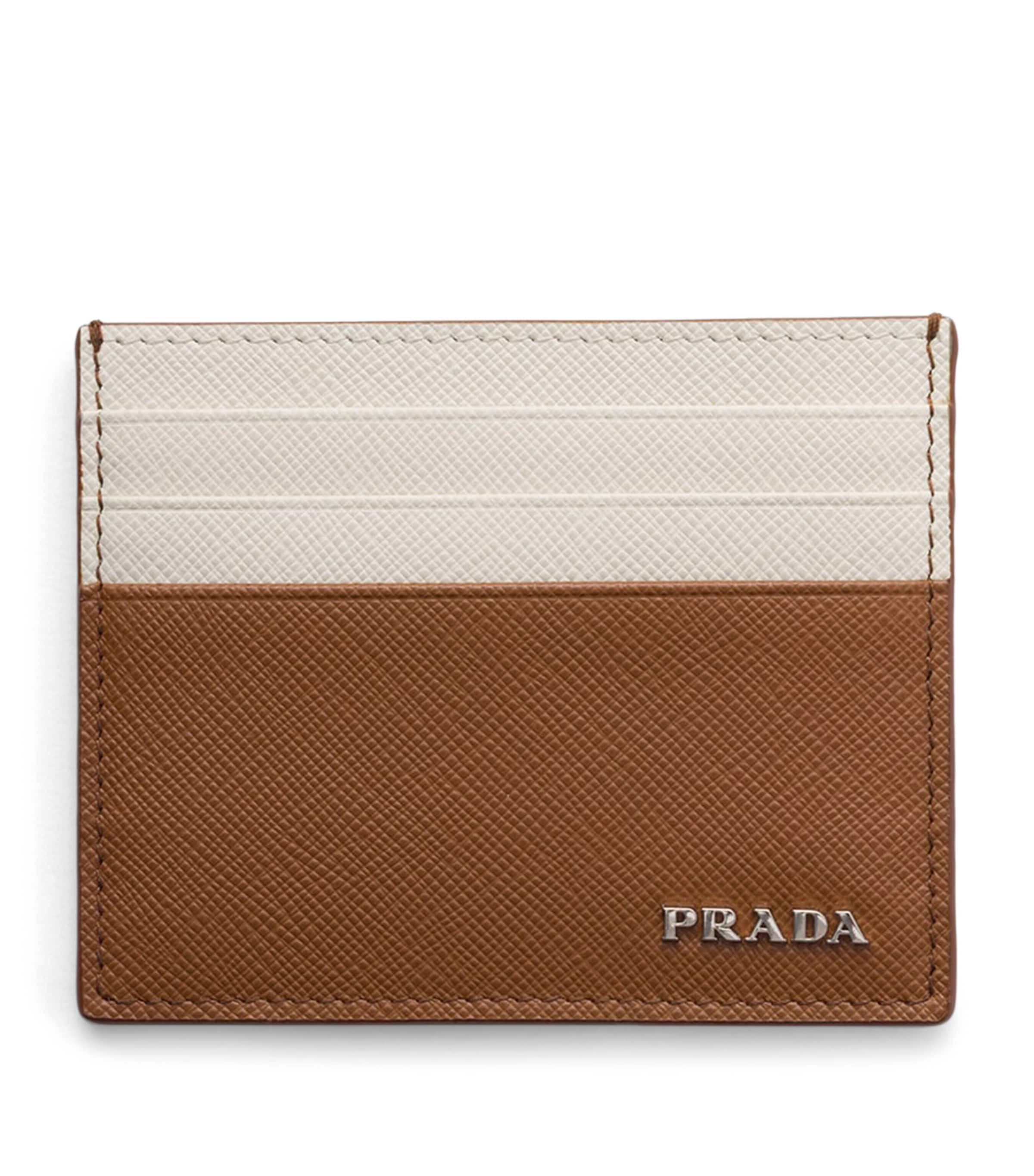 Prada Saffiano Leather Card Holder Brown