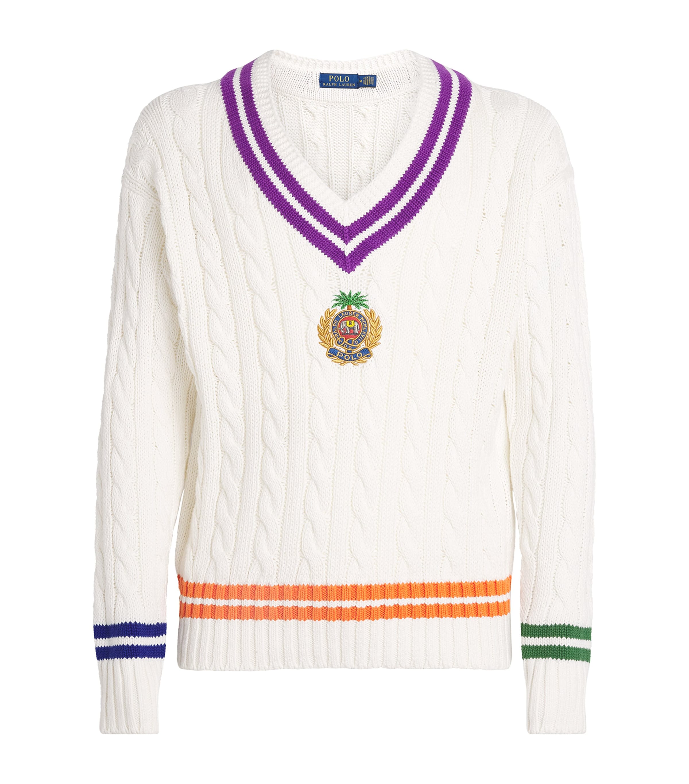 Cotton-Linen Embroidered V-Neck Sweater