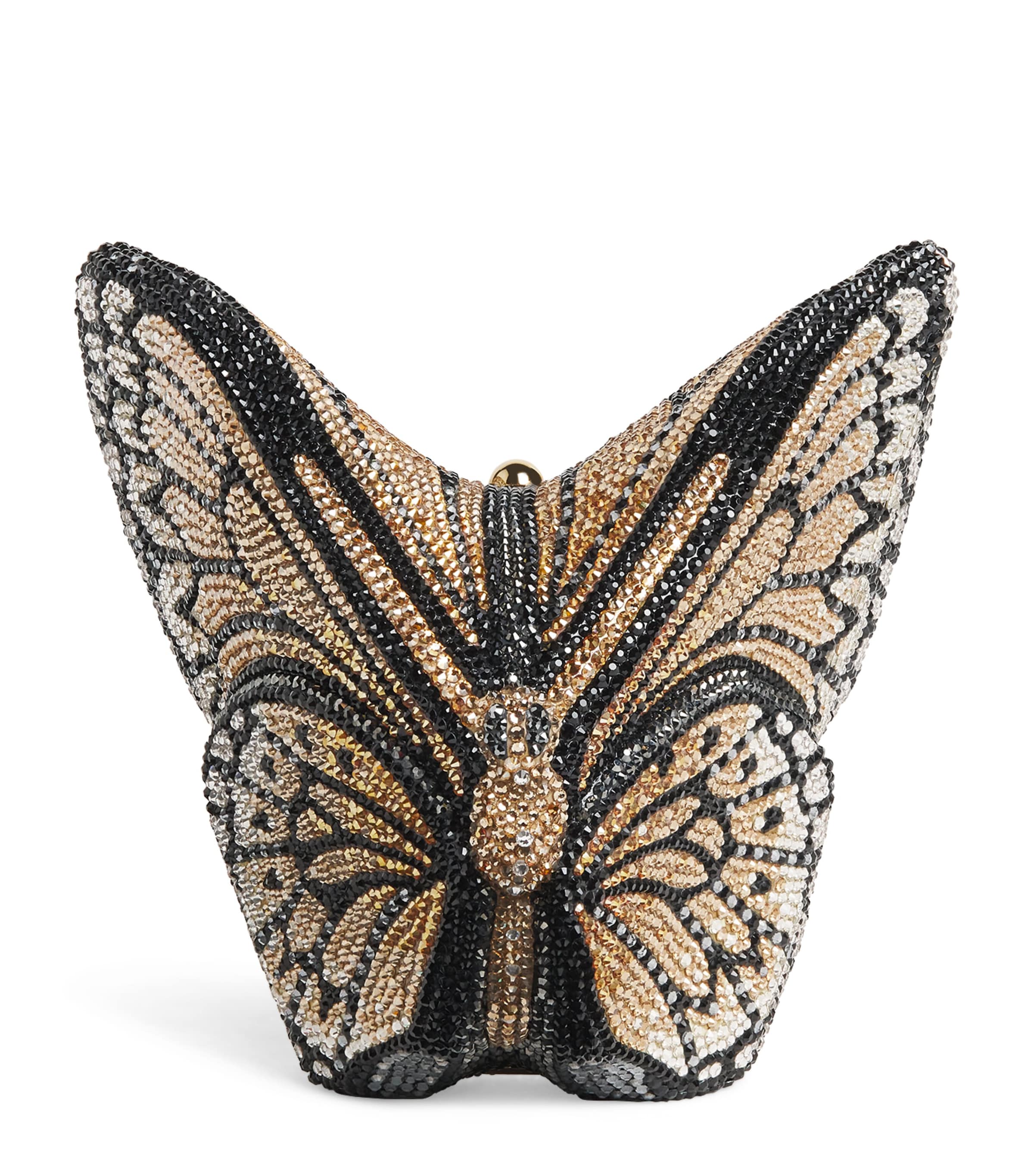 Judith Leiber Embellished Butterfly Clutch Bag Champagne Jet Multi