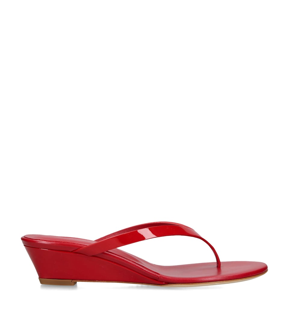 Christopher Esber Leather Scala Wedge Sandals 45 Red