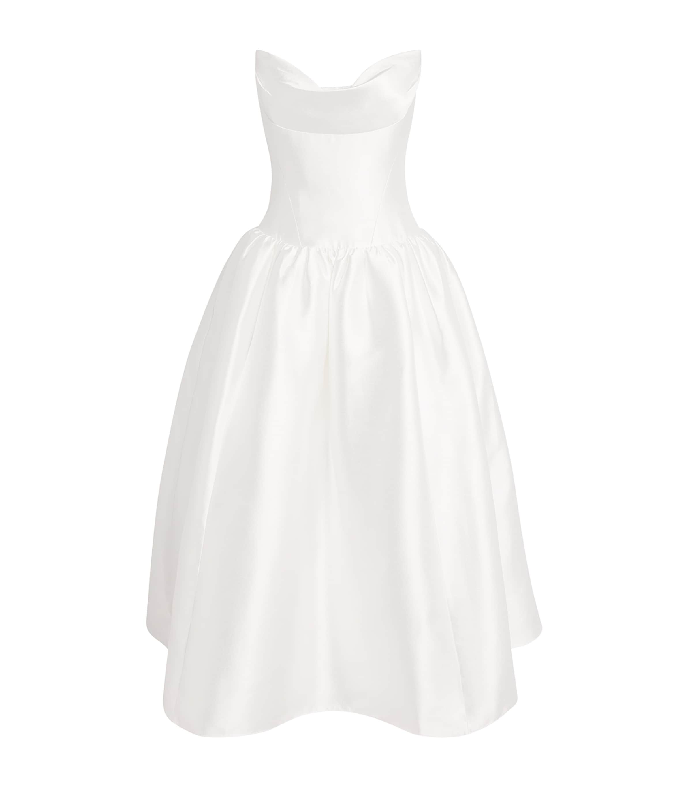 Self-Portrait Womens Taffeta Strapless Midi Dress White