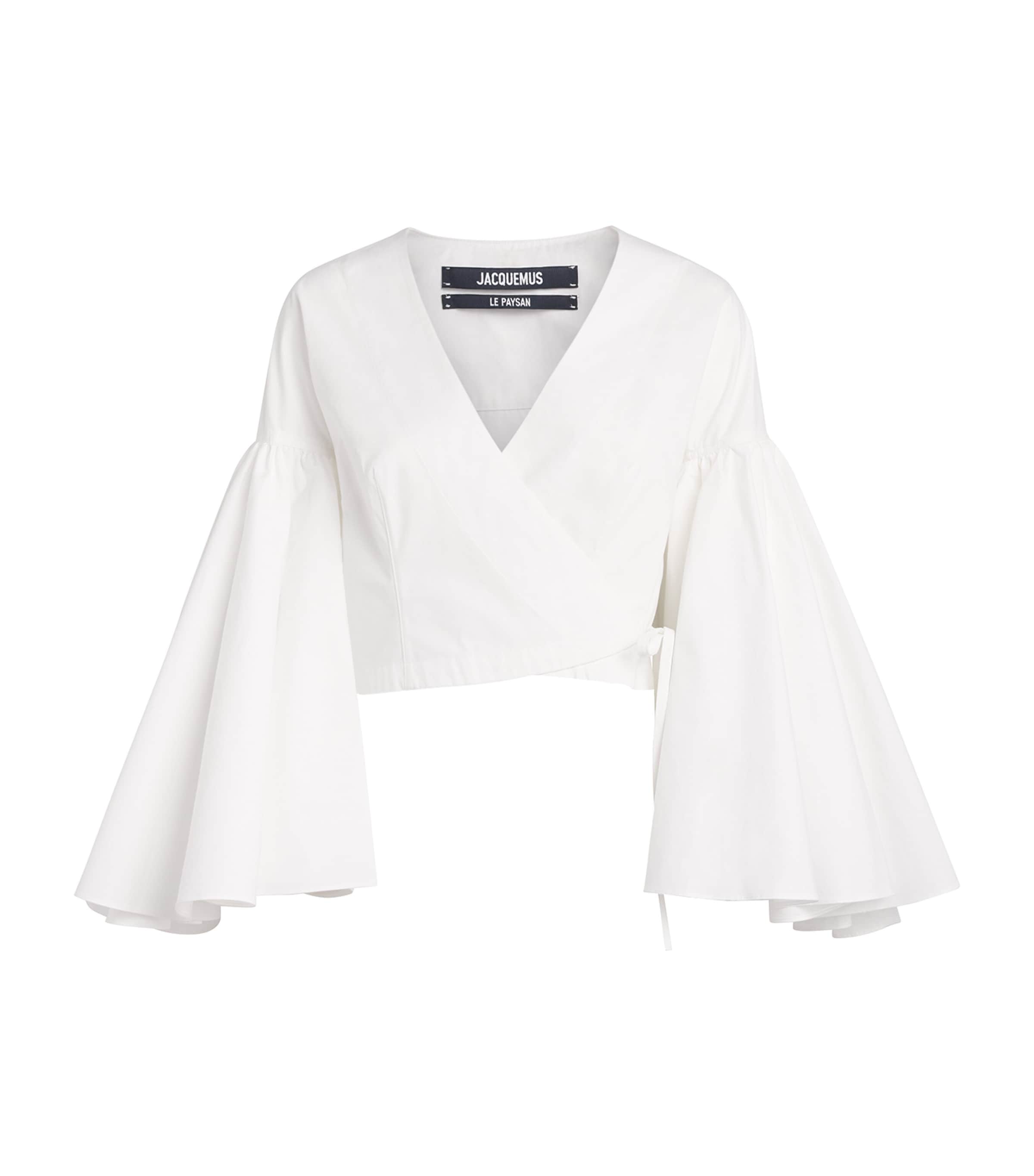 Jacquemus Womens Cotton Flared-Sleeve Paysan Blouse White