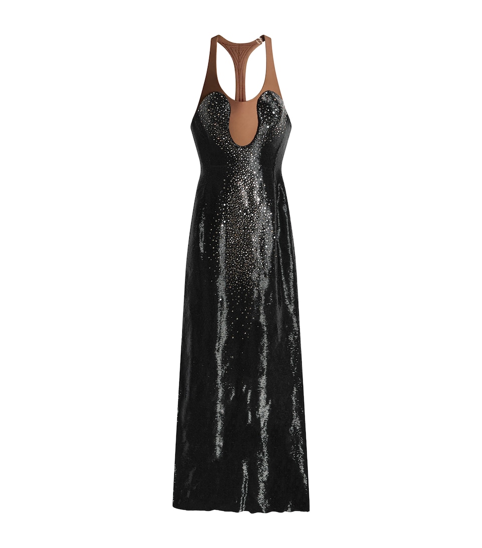 Schiaparelli Womens Silk Embellished Maxi Dress Black