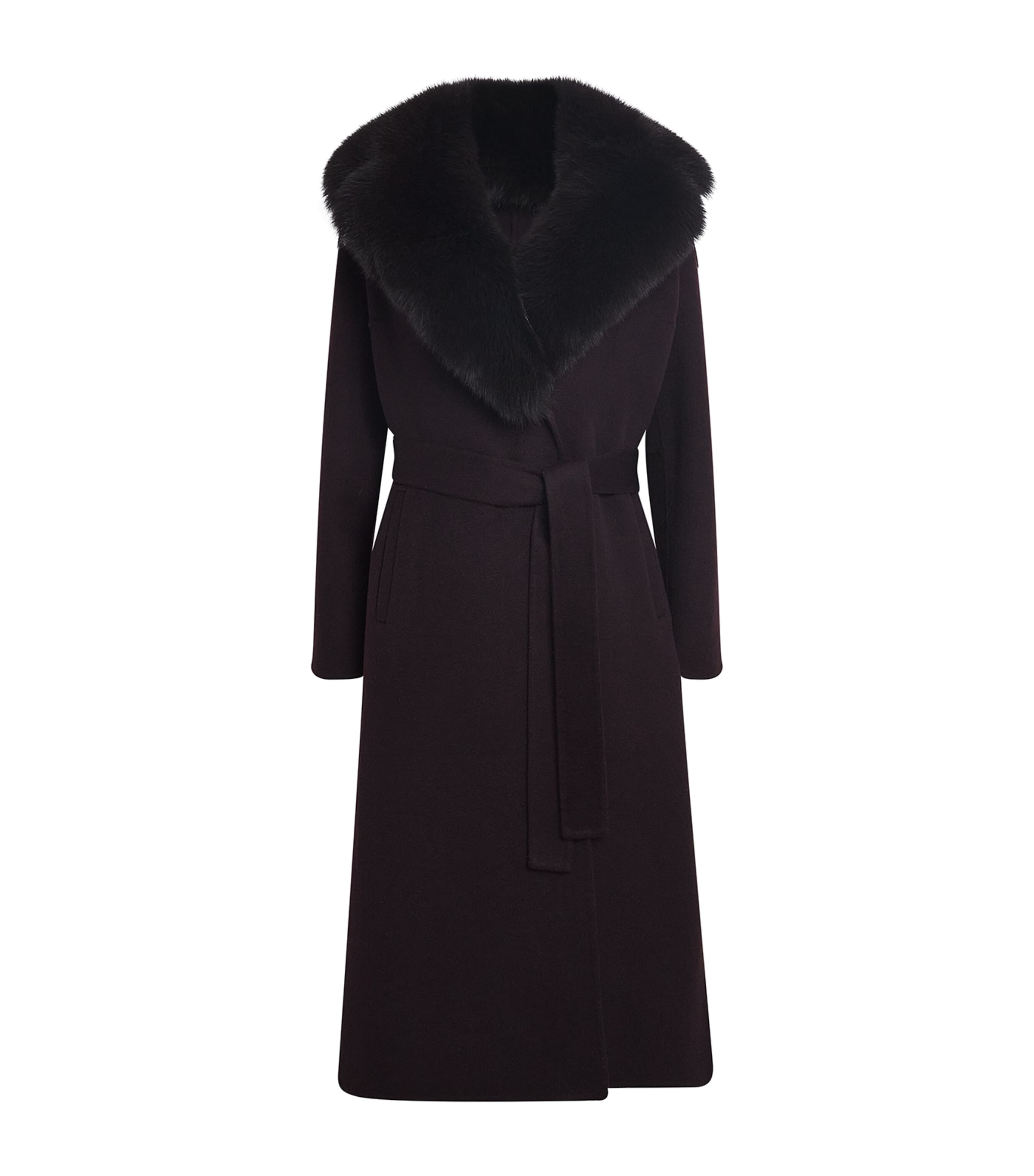 Wool-Cashmere Fur-Trim Coat