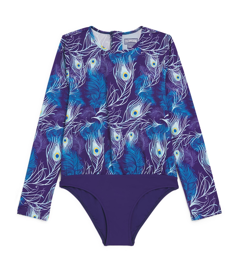 Peacock Long-Sleeve Swimsuit (8-12 Years)