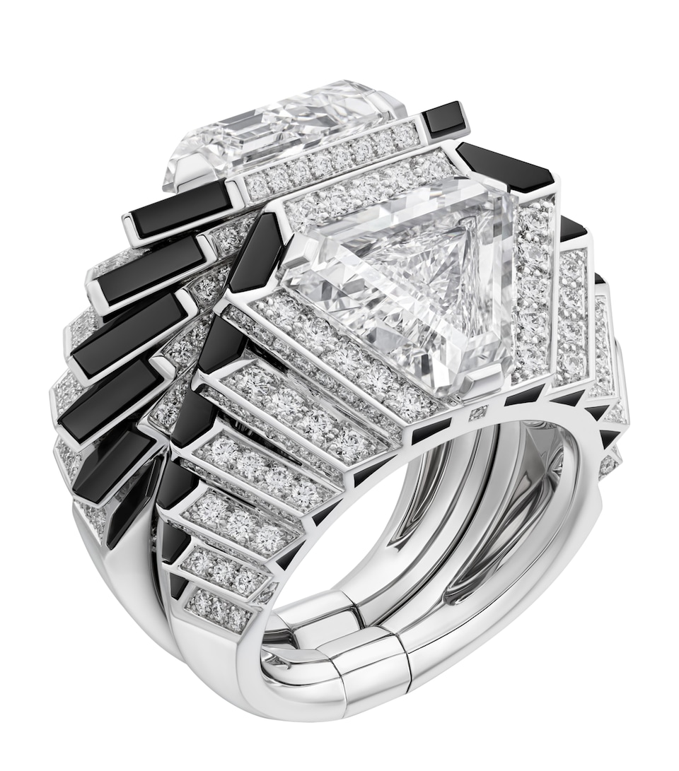 Cartier White Gold, Diamond and Onyx Specula Ring White Gold