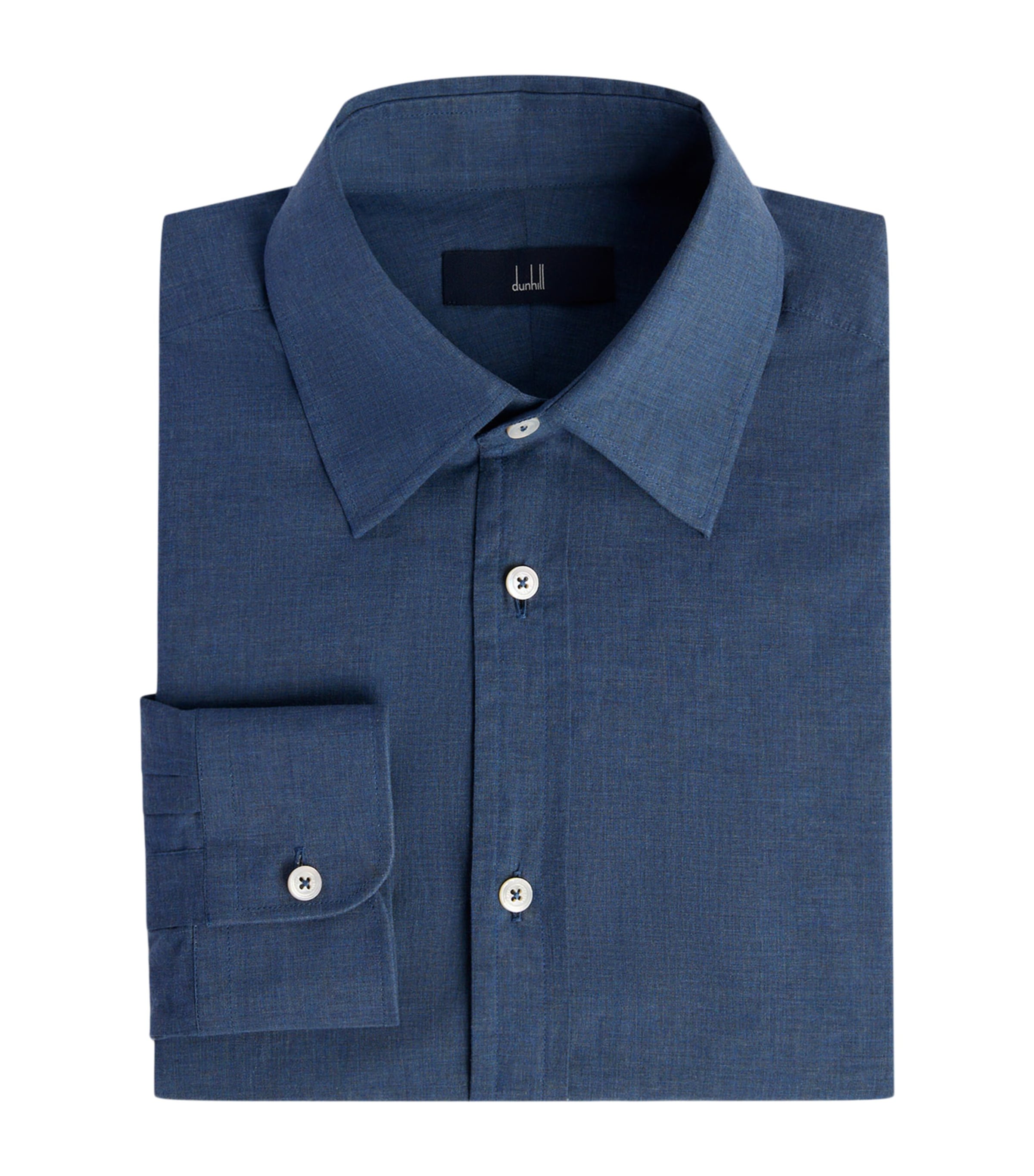 Dunhill Mens Cotton Chambray Formal Shirt Indigo