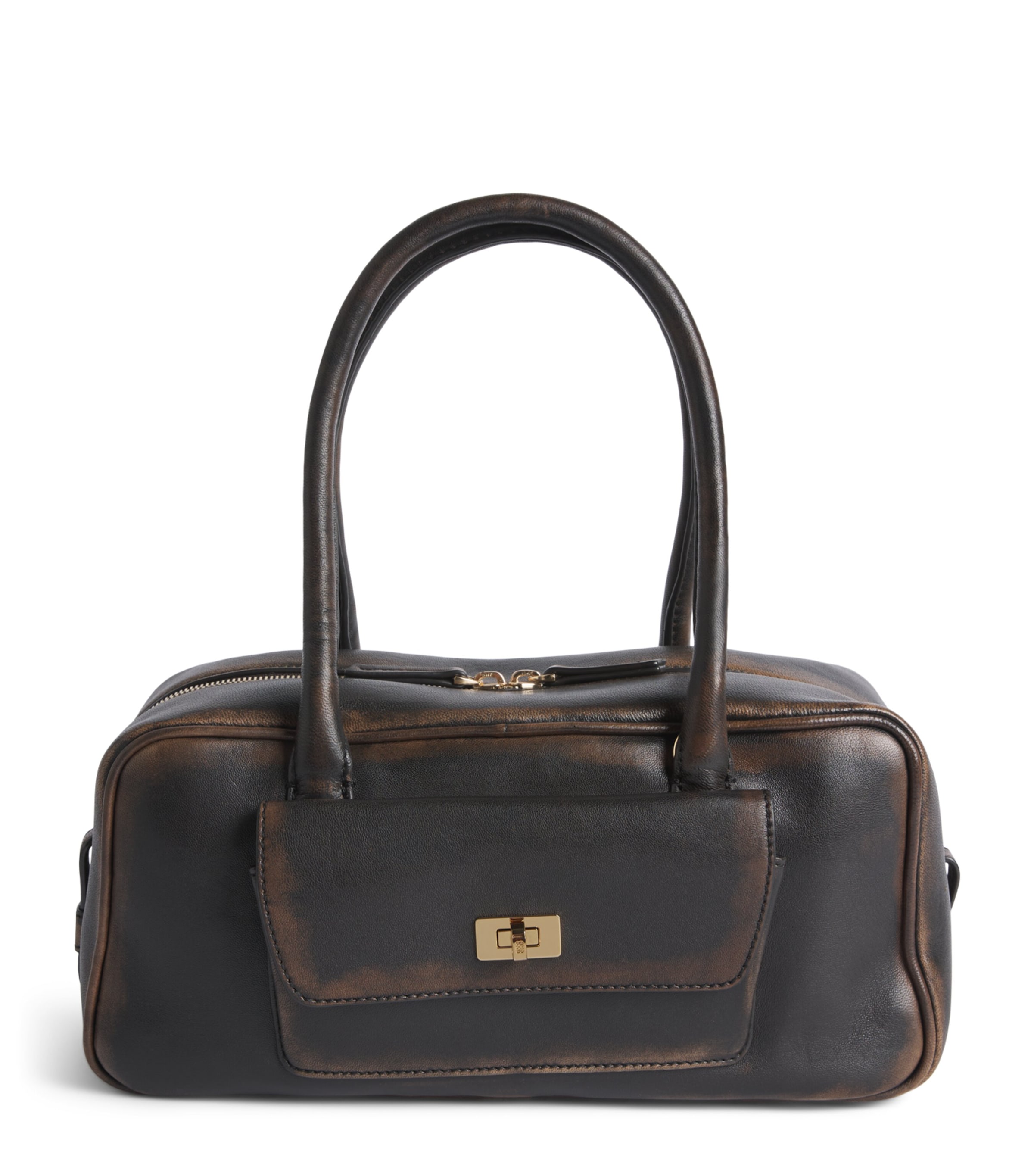 Sandro Paris Leather Ezmehralda Top-Handle Bag Brown