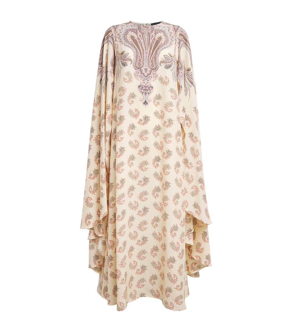 Silk Paisley Cape Maxi Dress