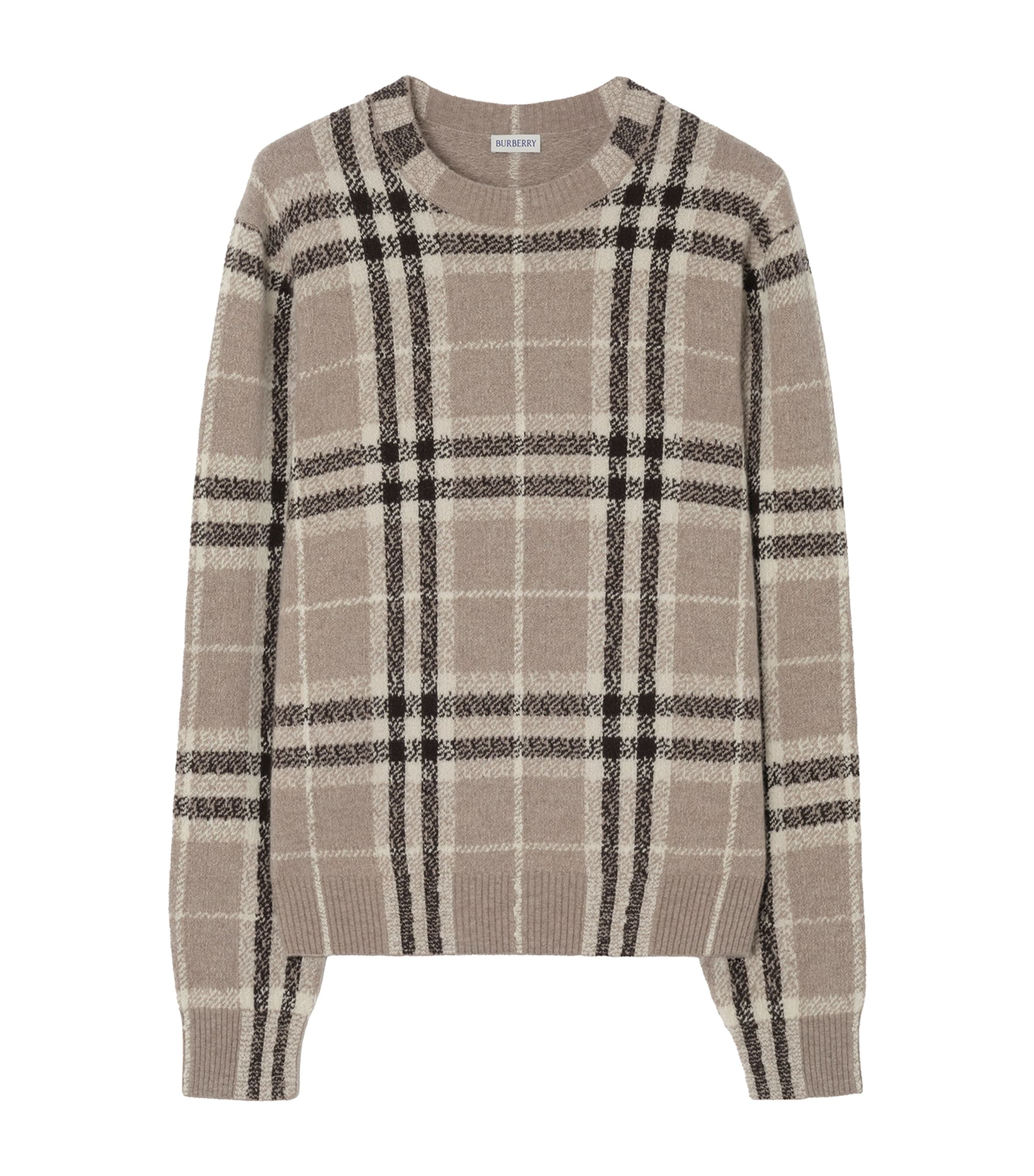 Burberry Mens Cashmere Check Sweater Dove Grey Ip Check