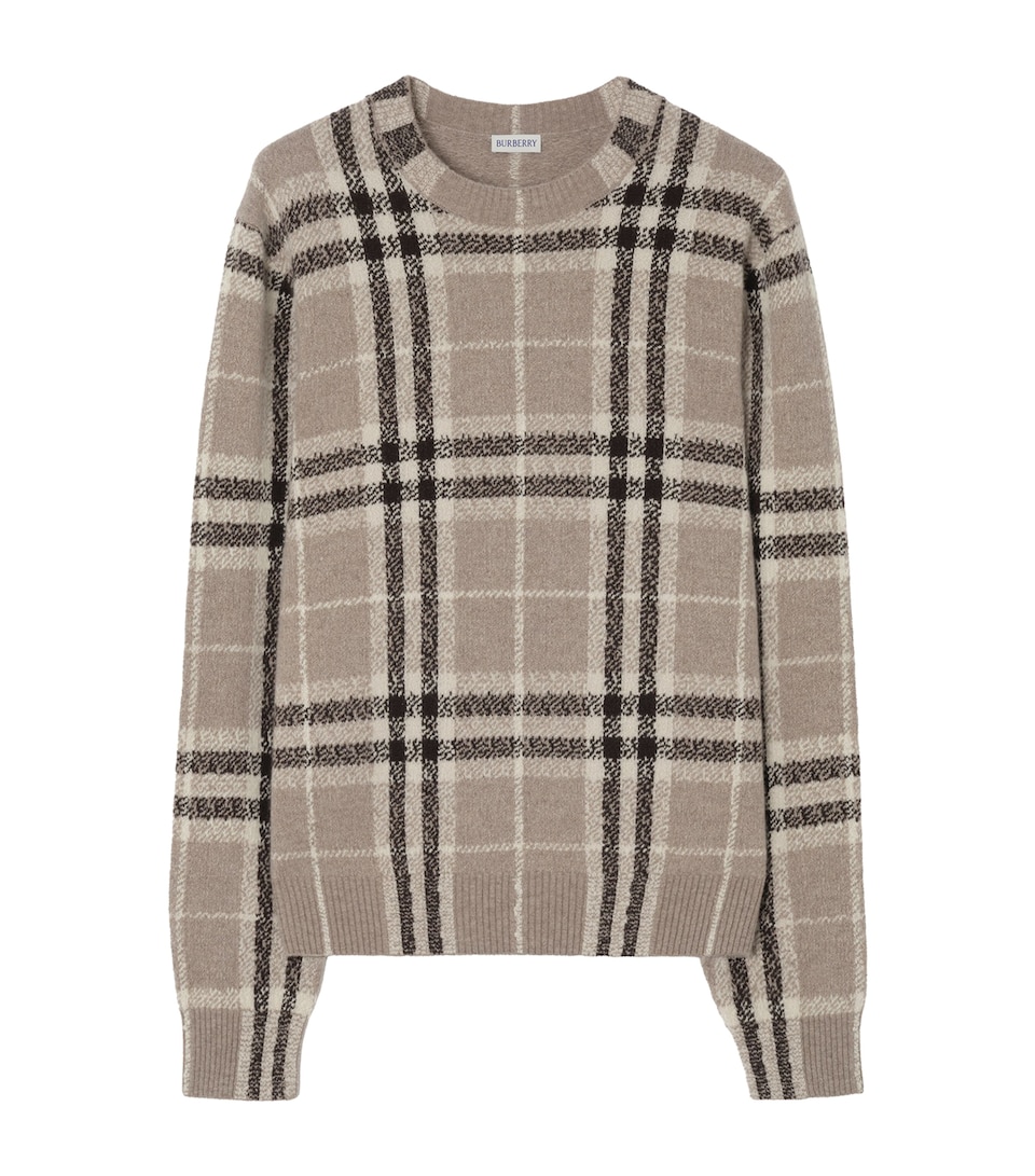 Burberry Mens Cashmere Check Sweater Dove Grey Ip Check