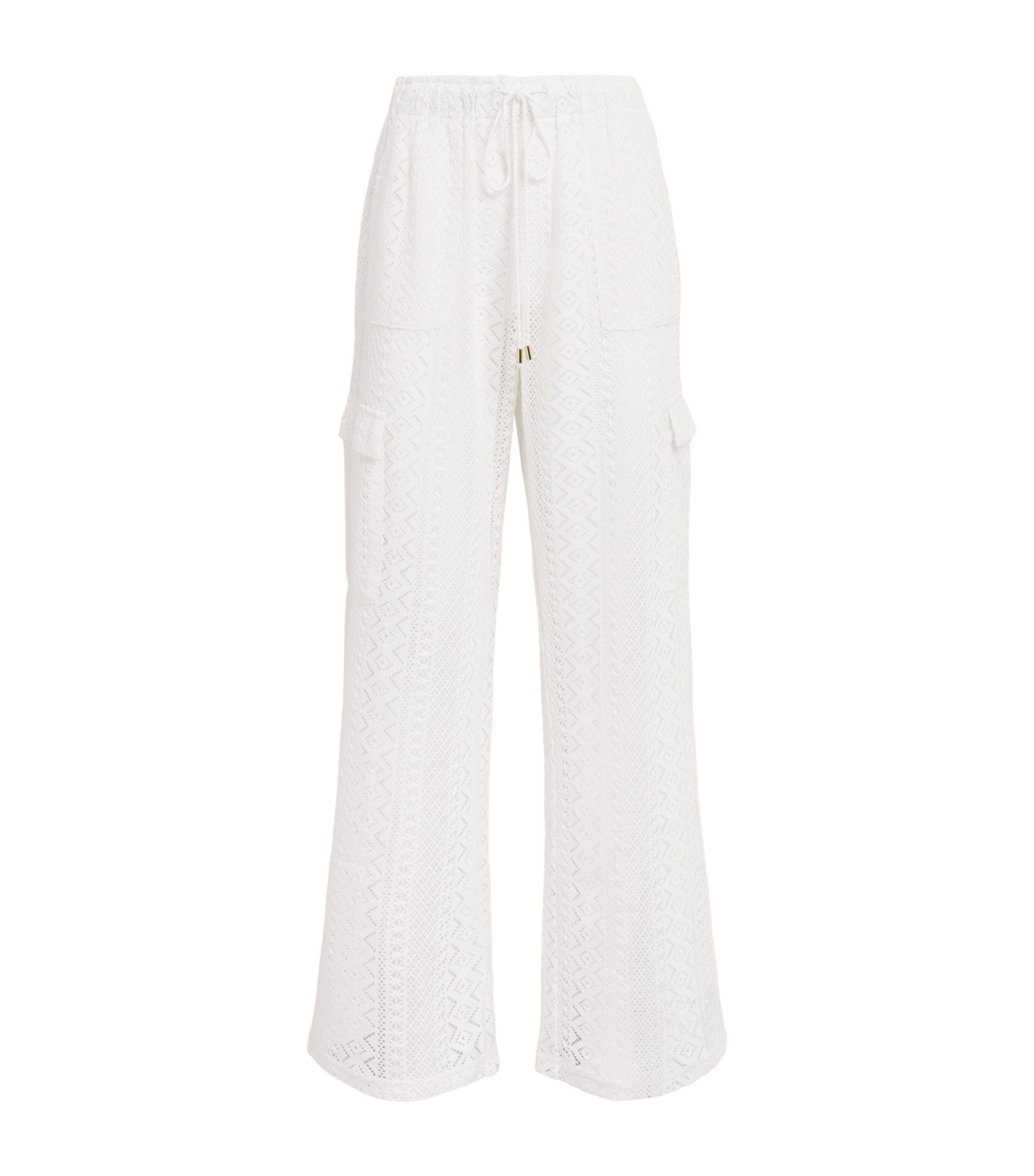 Melissa Odabash Womens Crochet Odette Wide-Leg Trousers Ivory