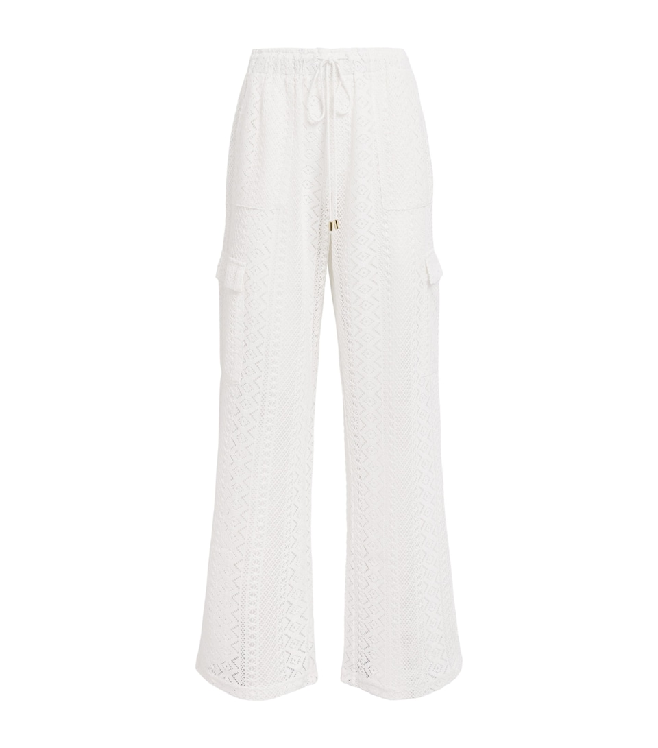Melissa Odabash Womens Crochet Odette Wide-Leg Trousers Ivory