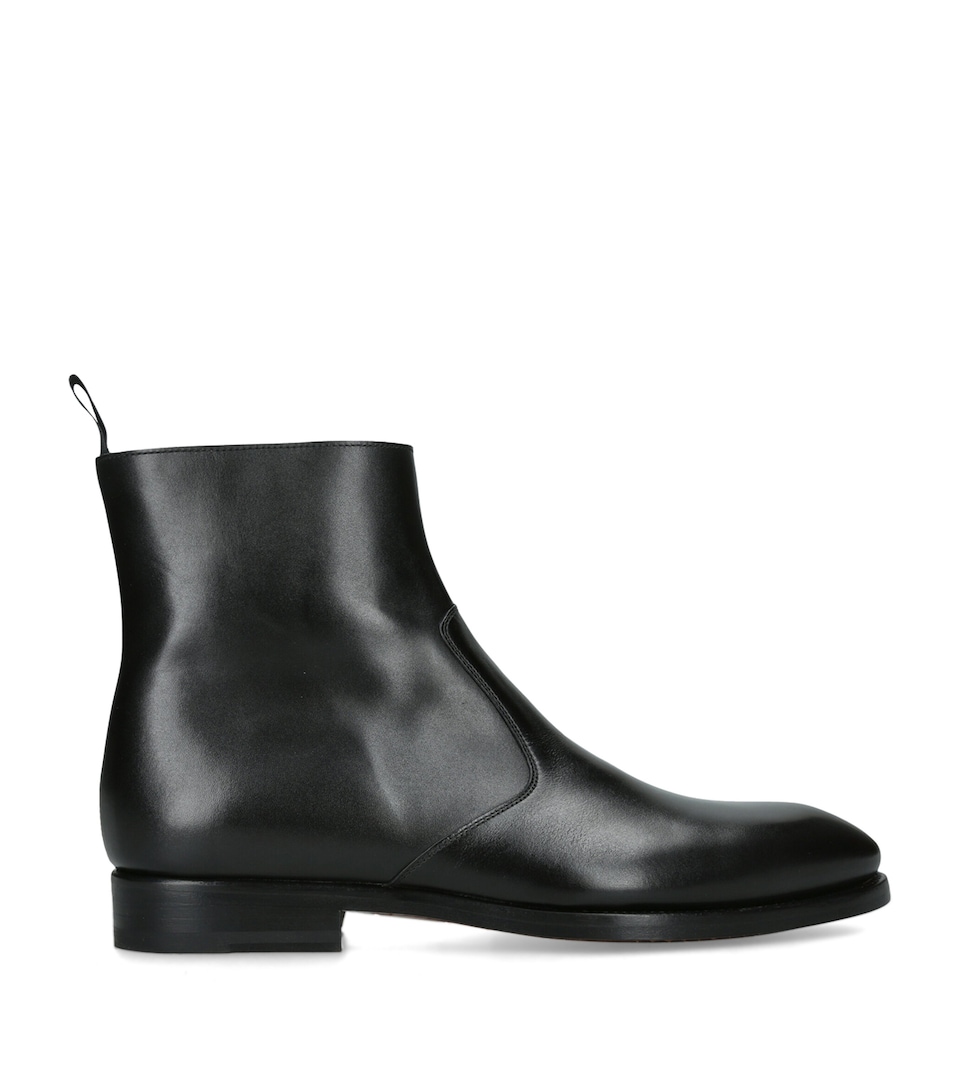 Magnanni Leather Zip-Up Ankle Boots Black