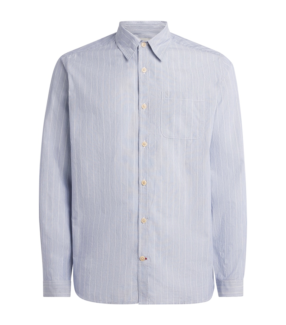 Oliver Spencer Mens Cotton Stripe New York Special Shirt Blue